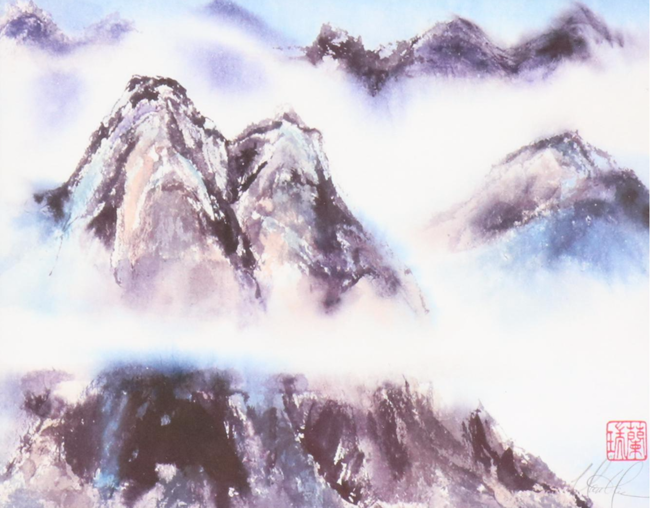 Nan Rae Giclée of Foggy Chinese Mountain Landscape