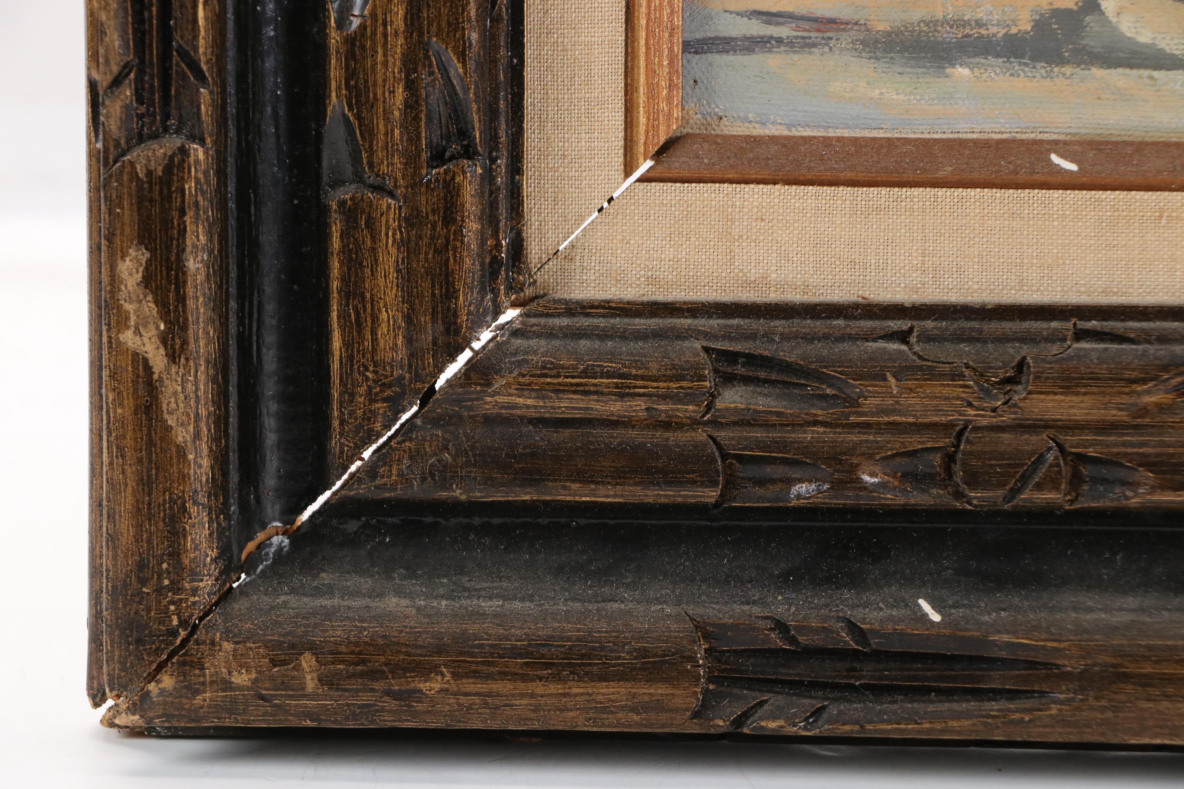 John Dillon Impressionist Style Oil Painting of City Street with Cart