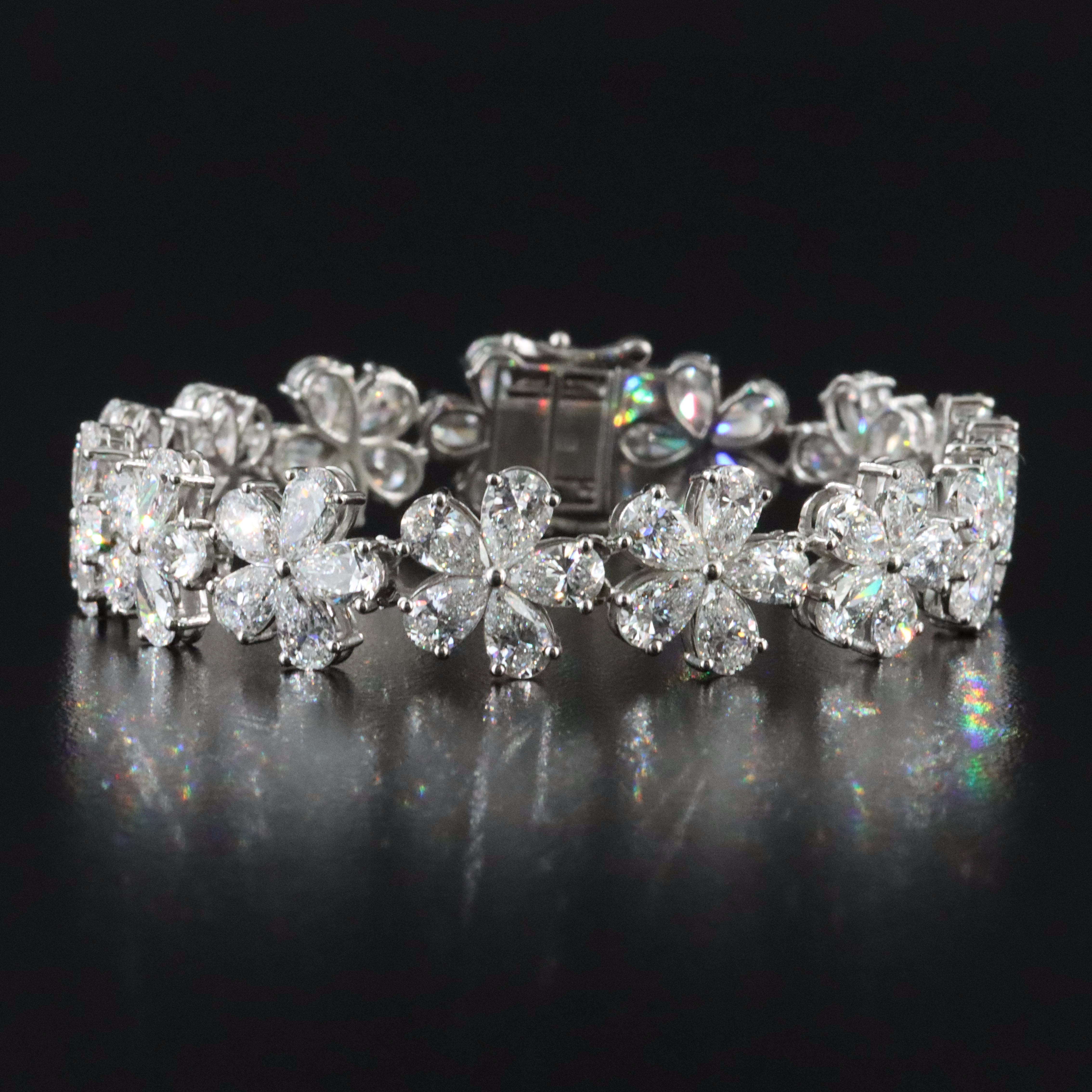 Platinum 24.16 CTW Lab Grown Diamond Floral Bracelet