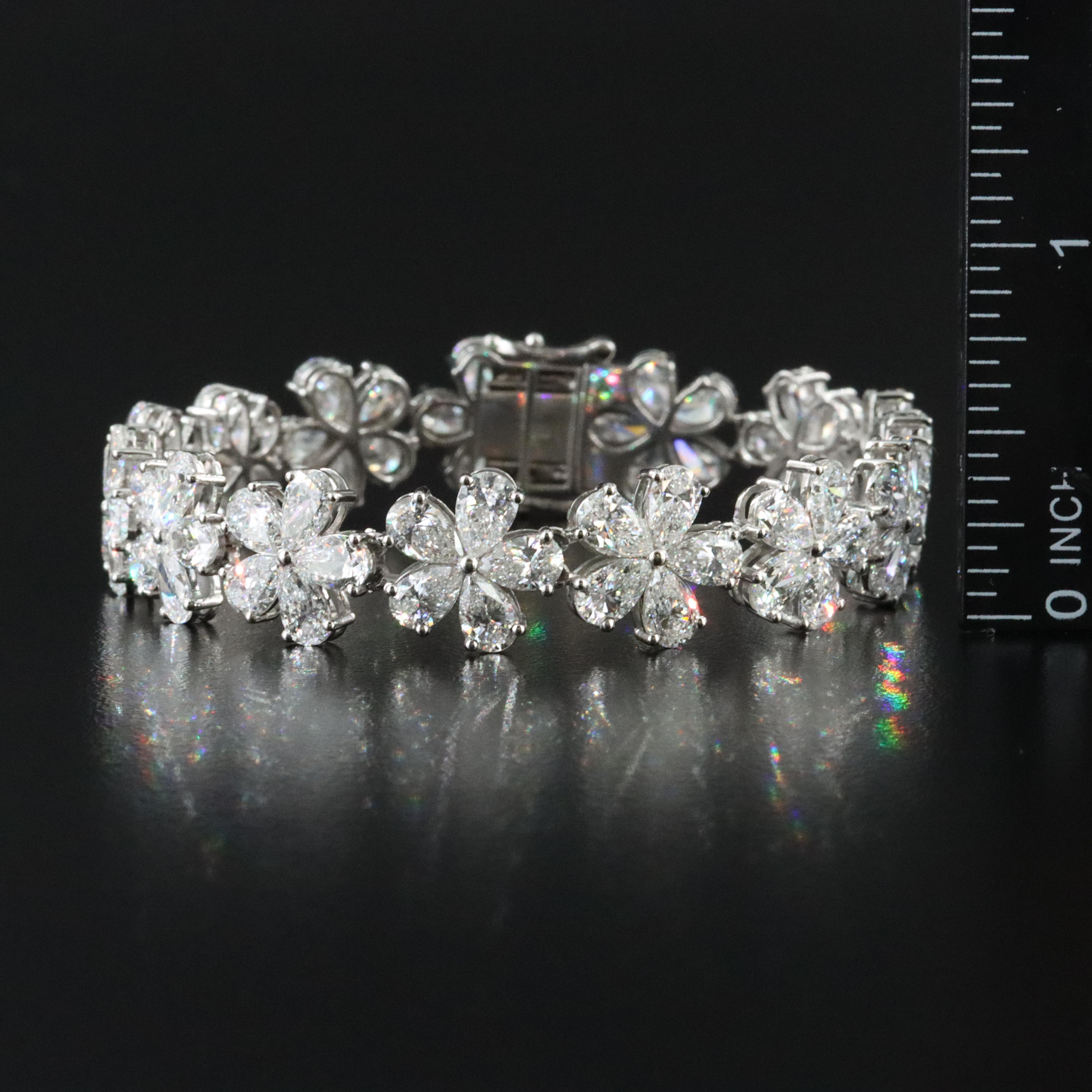 Platinum 24.16 CTW Lab Grown Diamond Floral Bracelet