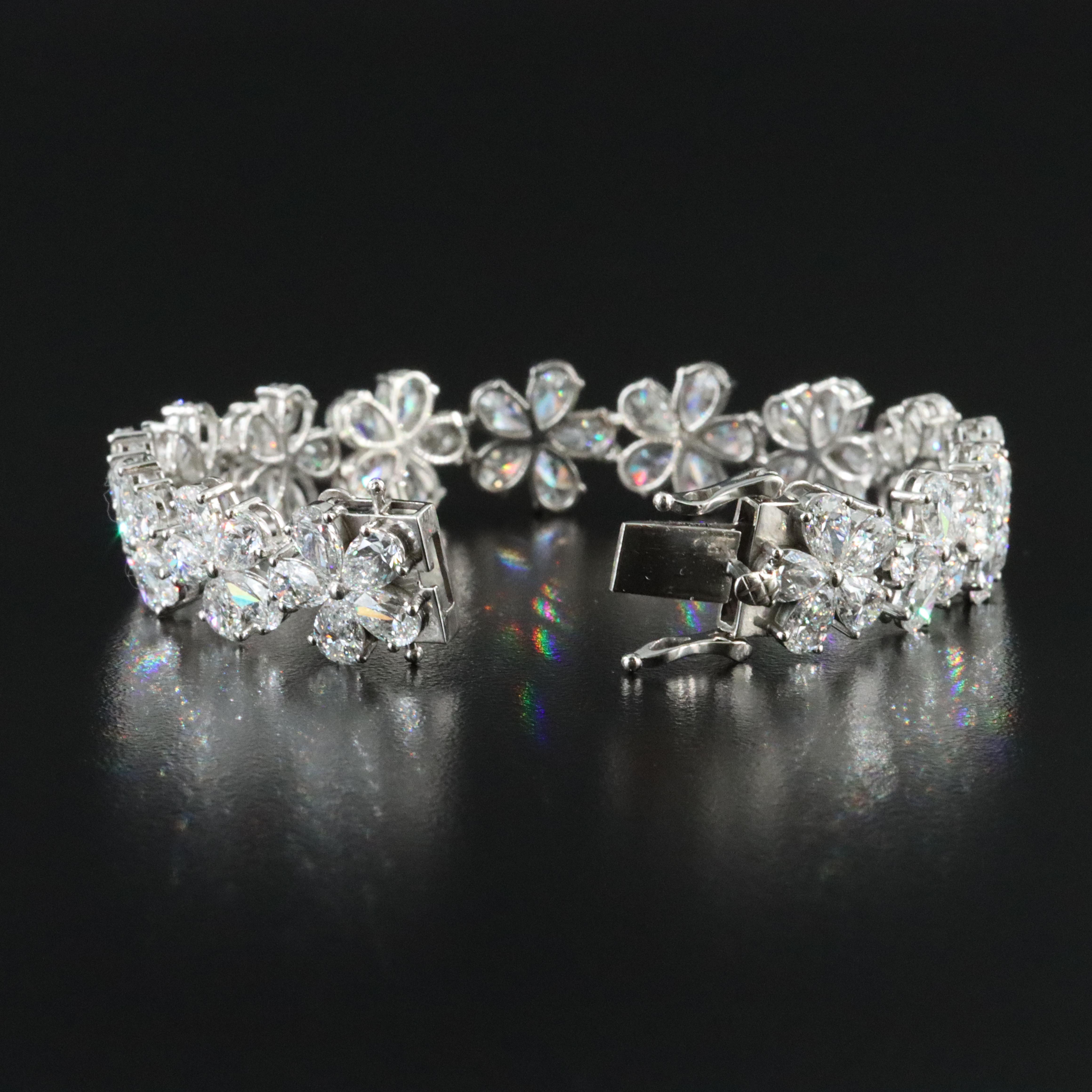Platinum 24.16 CTW Lab Grown Diamond Floral Bracelet