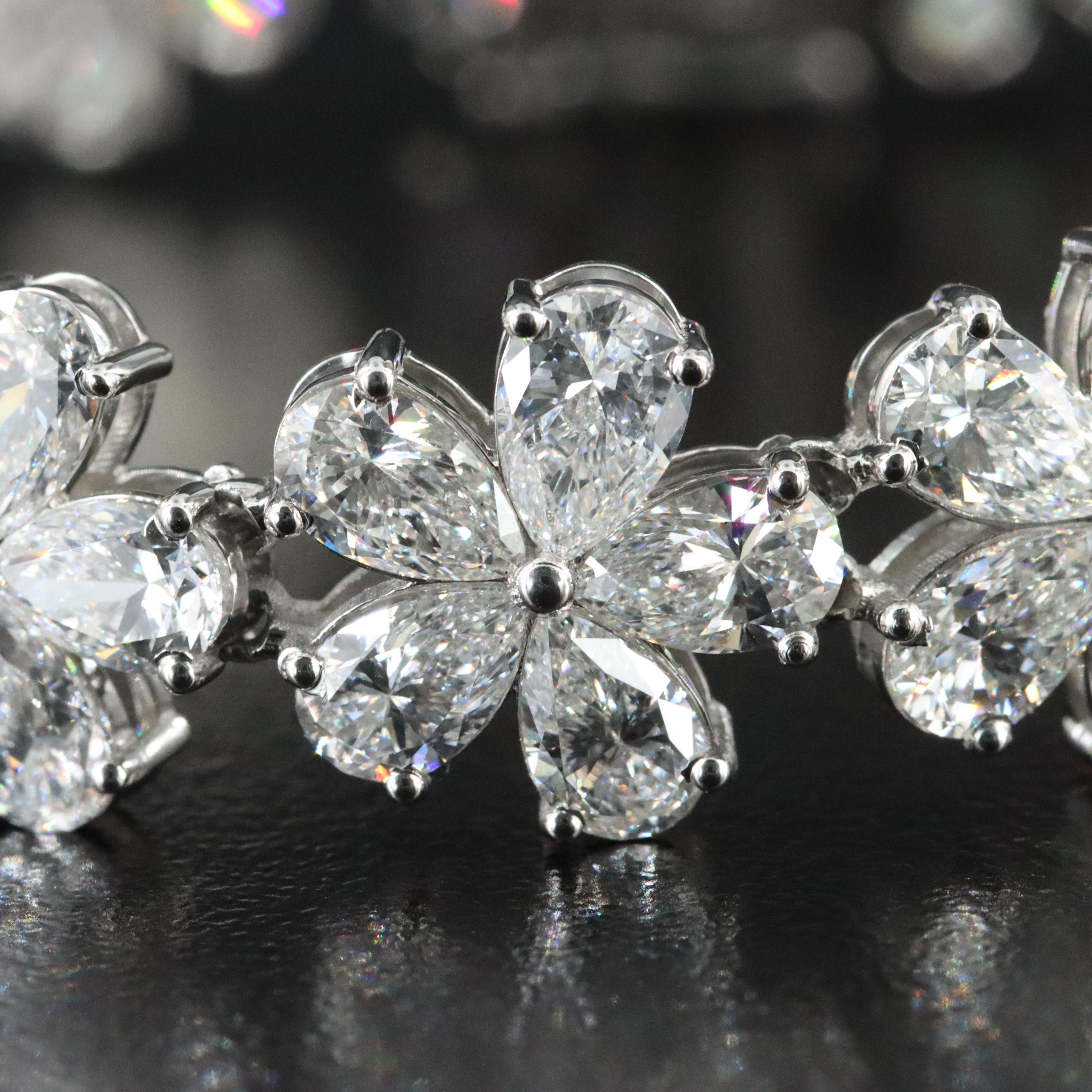 Platinum 24.16 CTW Lab Grown Diamond Floral Bracelet