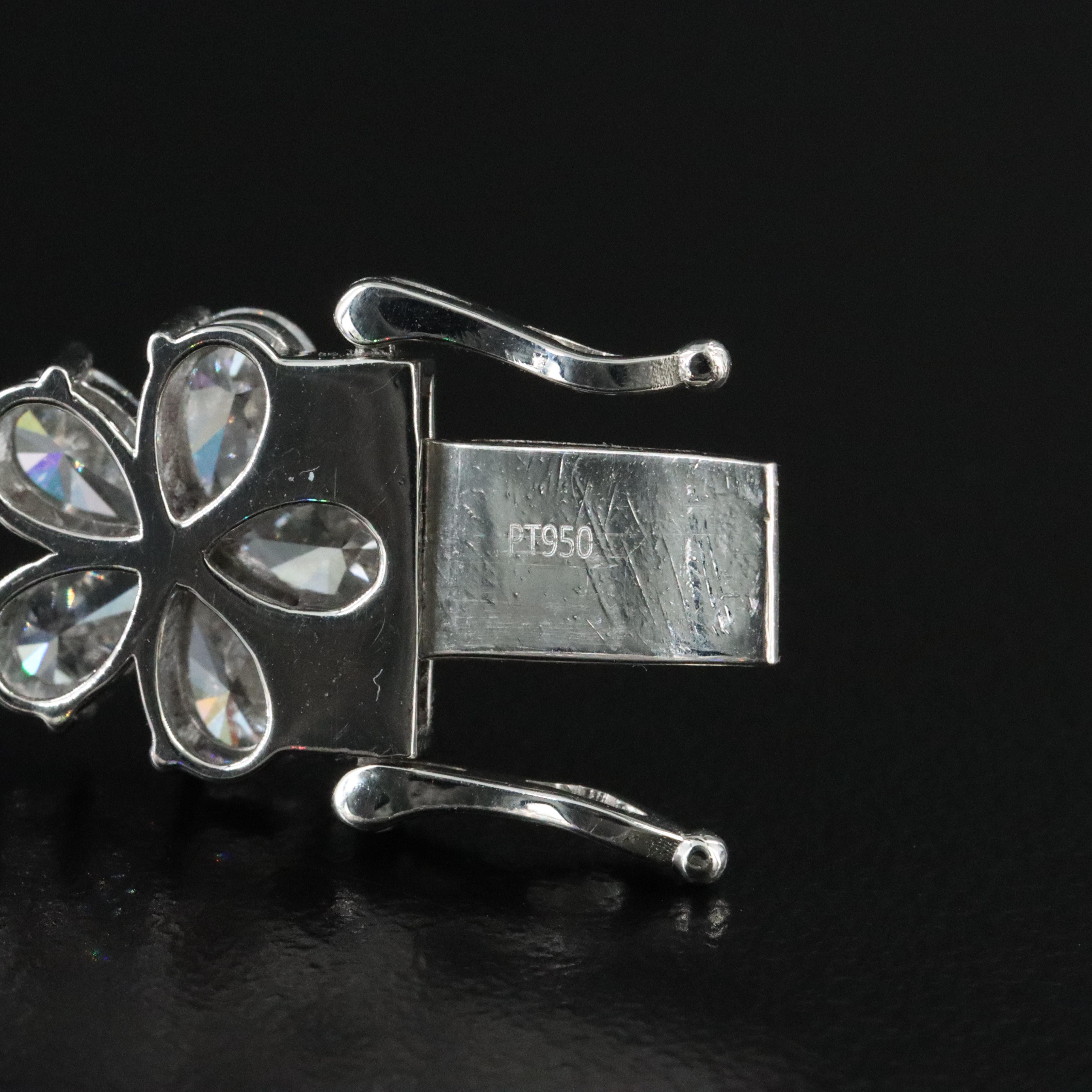 Platinum 24.16 CTW Lab Grown Diamond Floral Bracelet