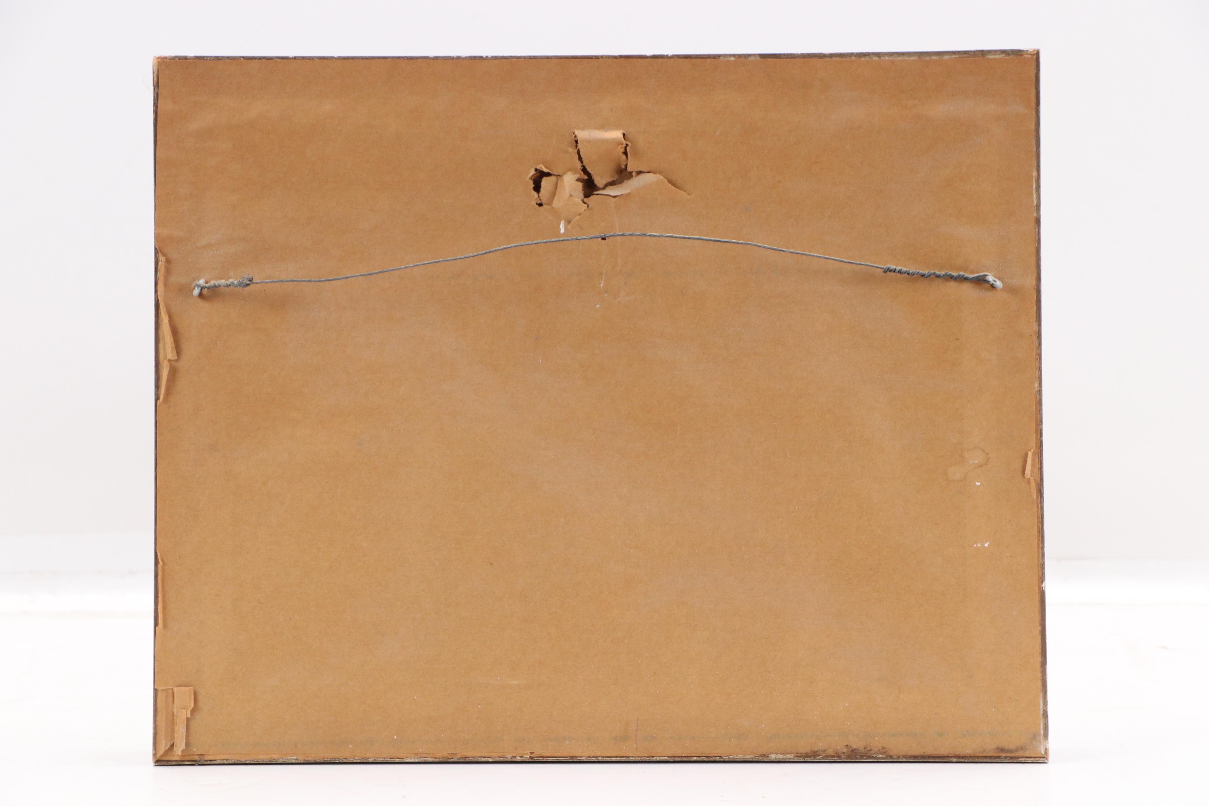 Impressionist Style Impasto Oil Painting of Figures on Tree-Lined Street, 1959