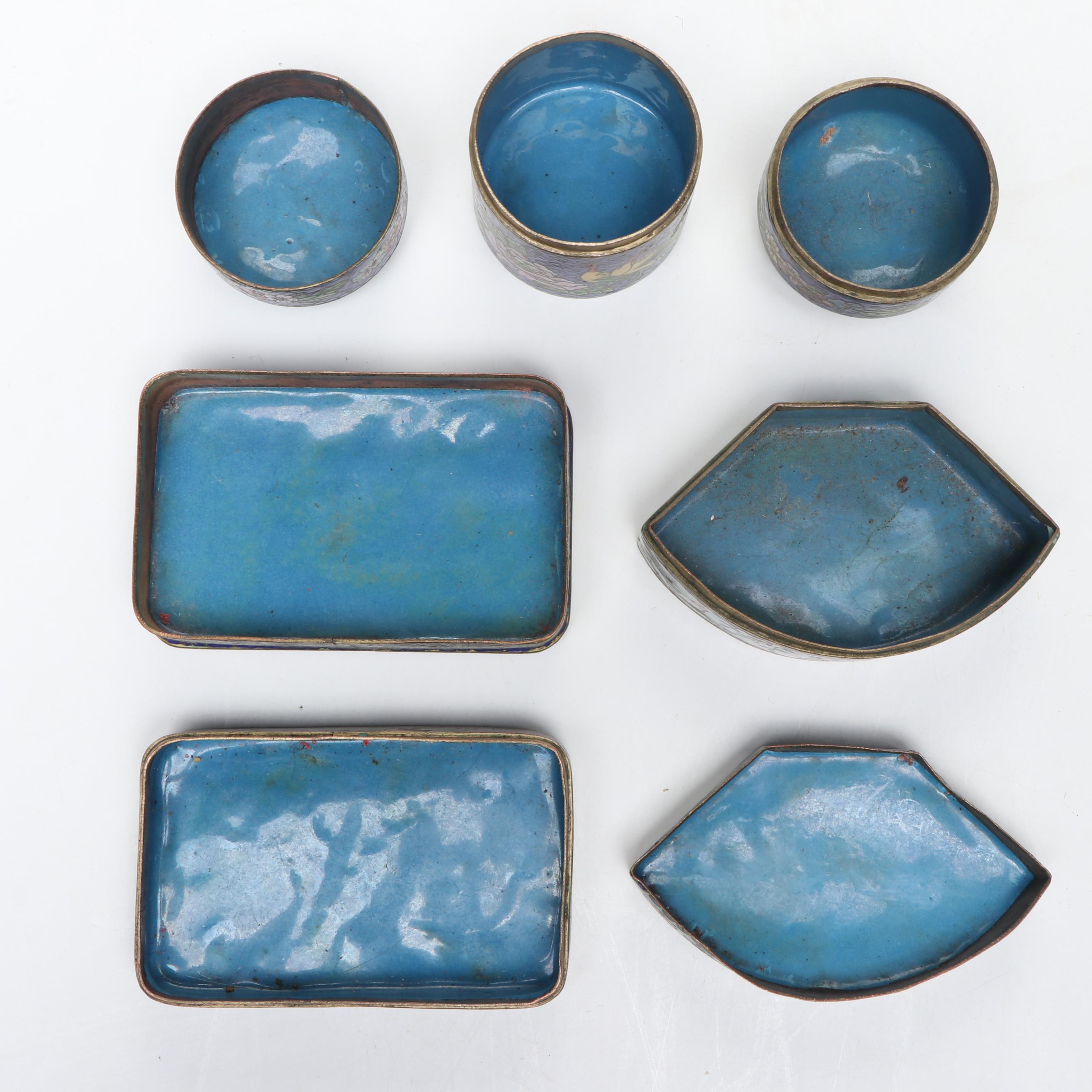 Chinese Floral Cloisonné Decorative Boxes