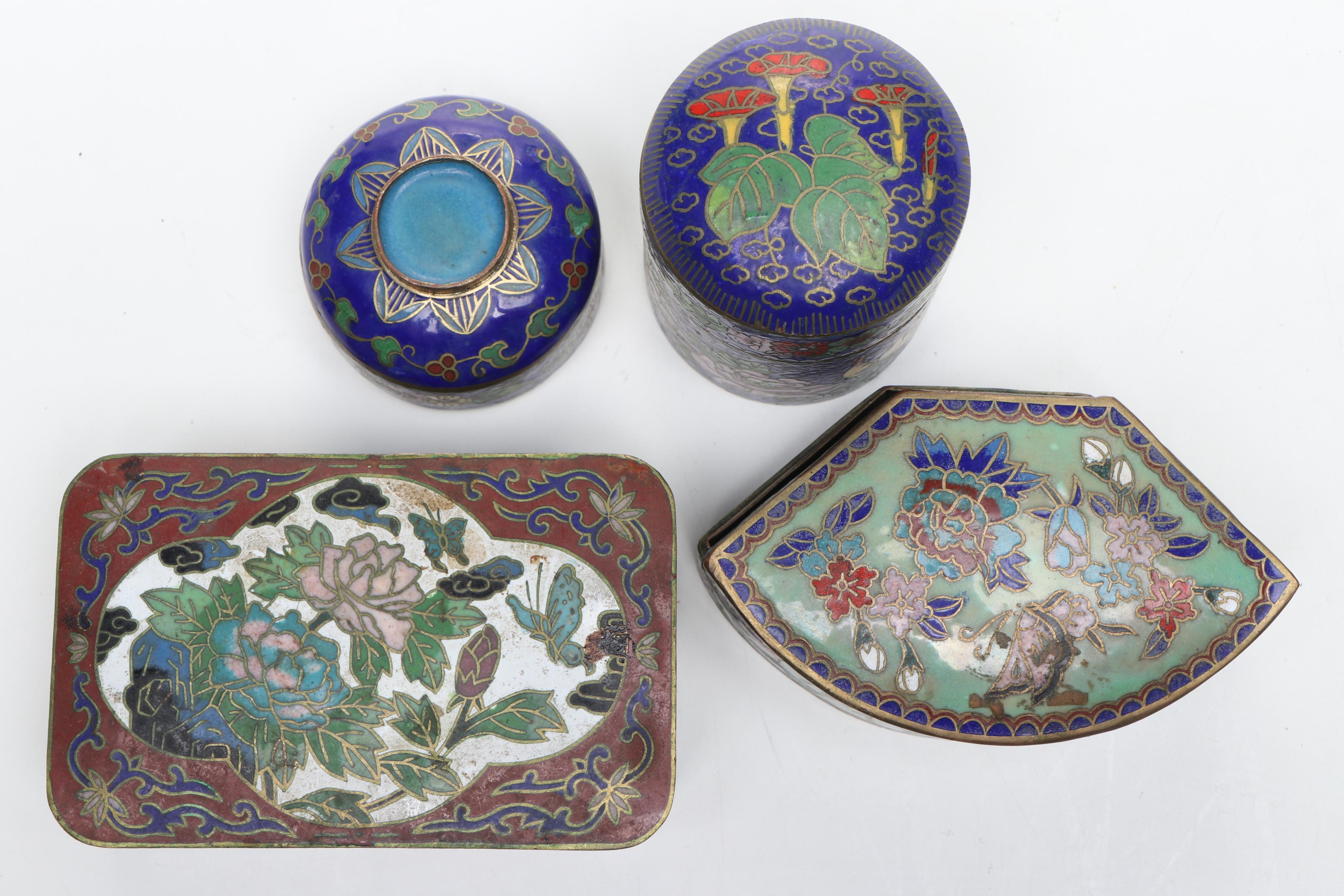 Chinese Floral Cloisonné Decorative Boxes