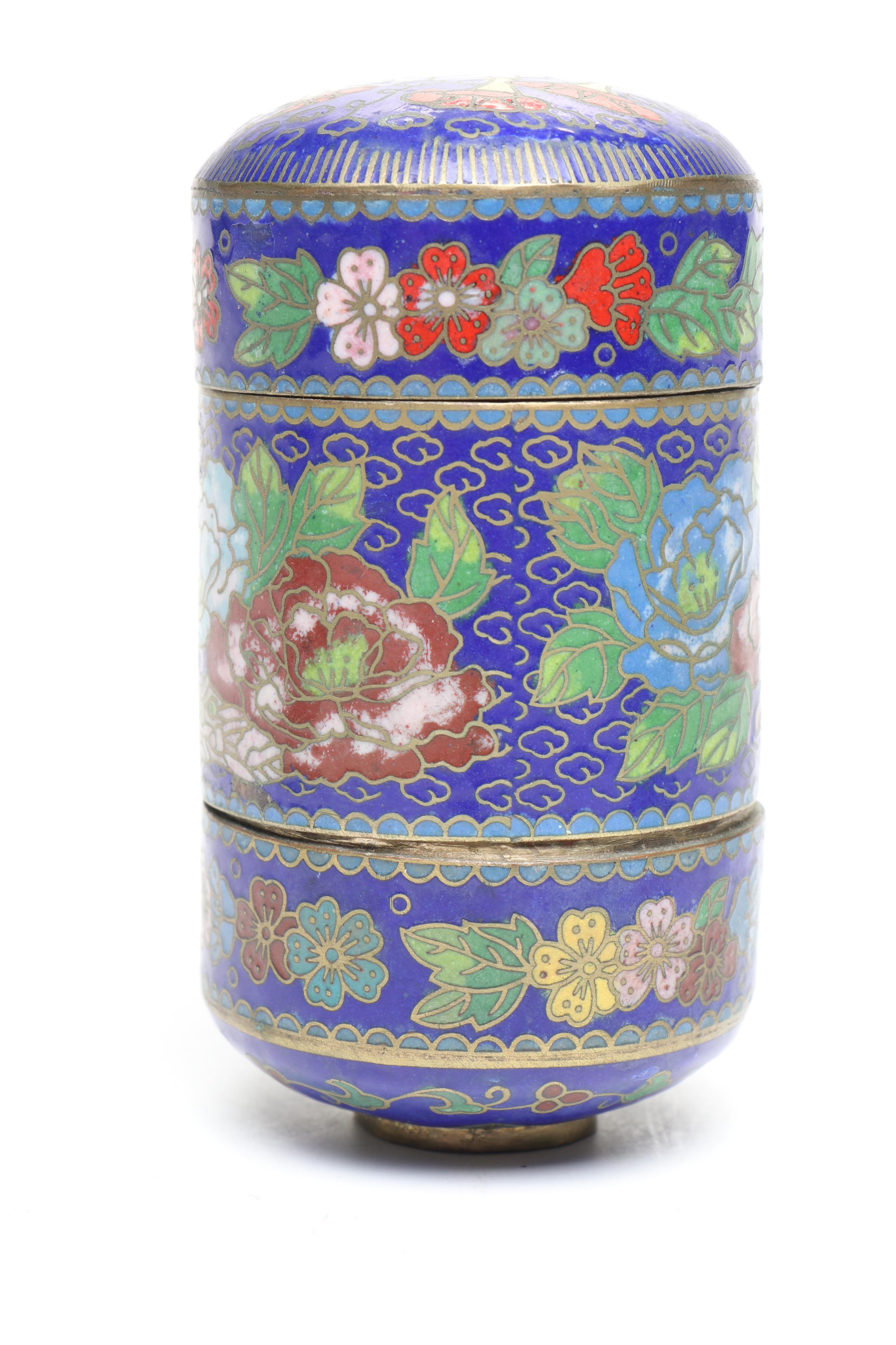 Chinese Floral Cloisonné Decorative Boxes
