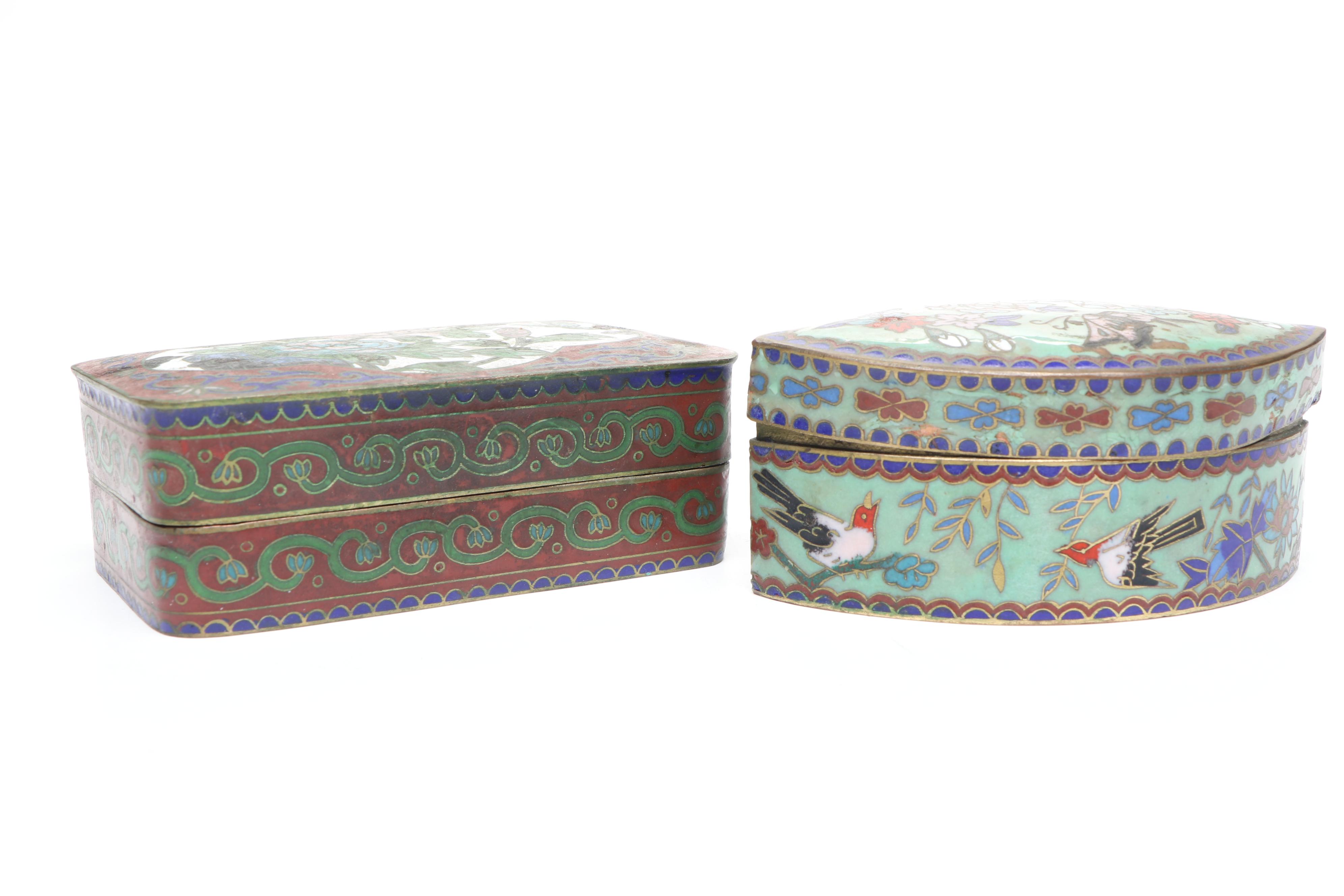 Chinese Floral Cloisonné Decorative Boxes