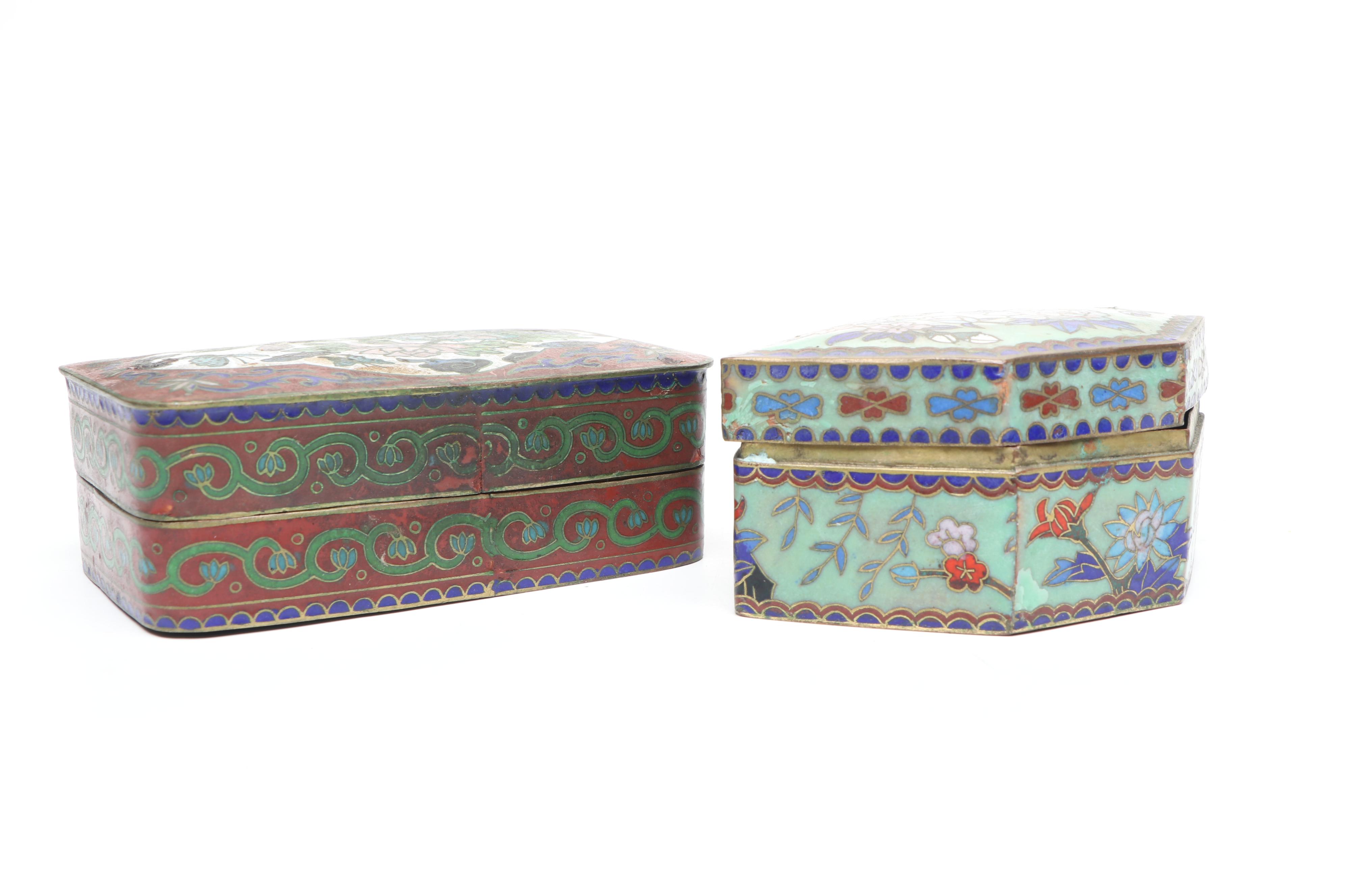 Chinese Floral Cloisonné Decorative Boxes