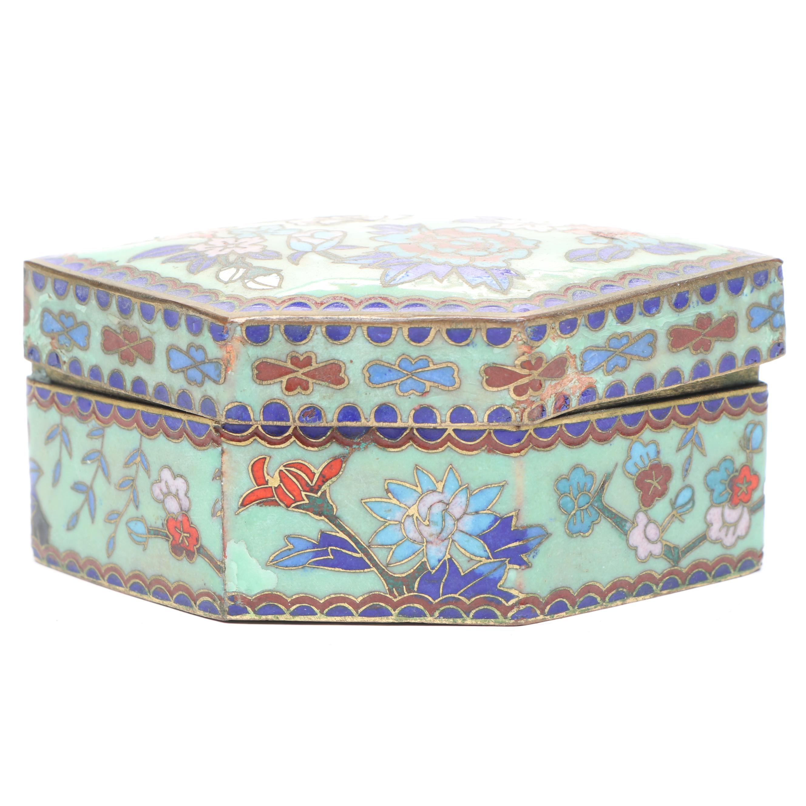 Chinese Floral Cloisonné Decorative Boxes