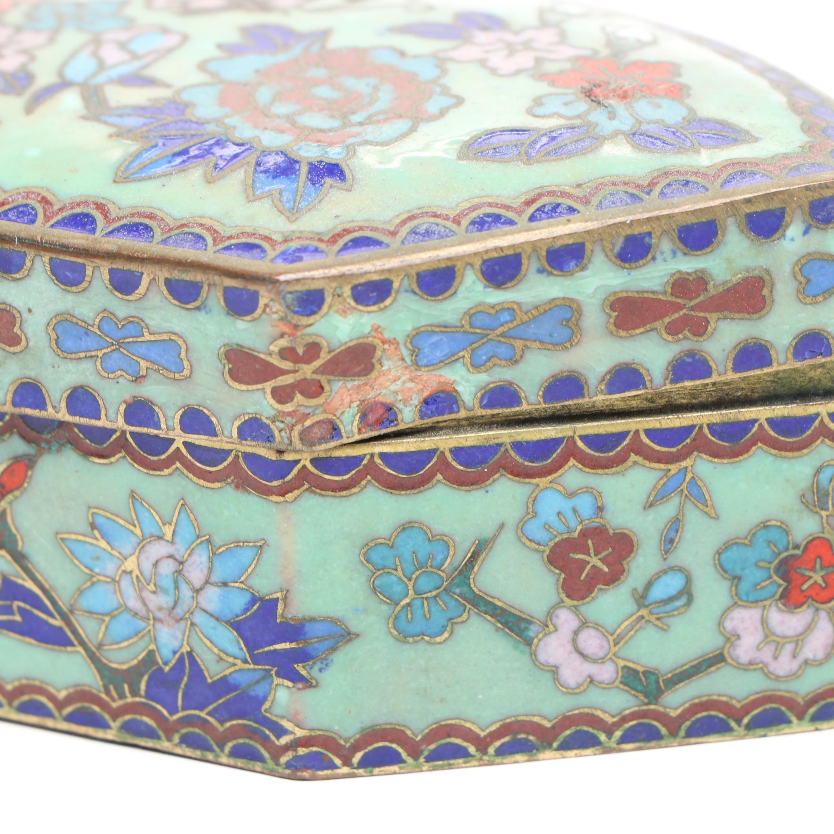 Chinese Floral Cloisonné Decorative Boxes