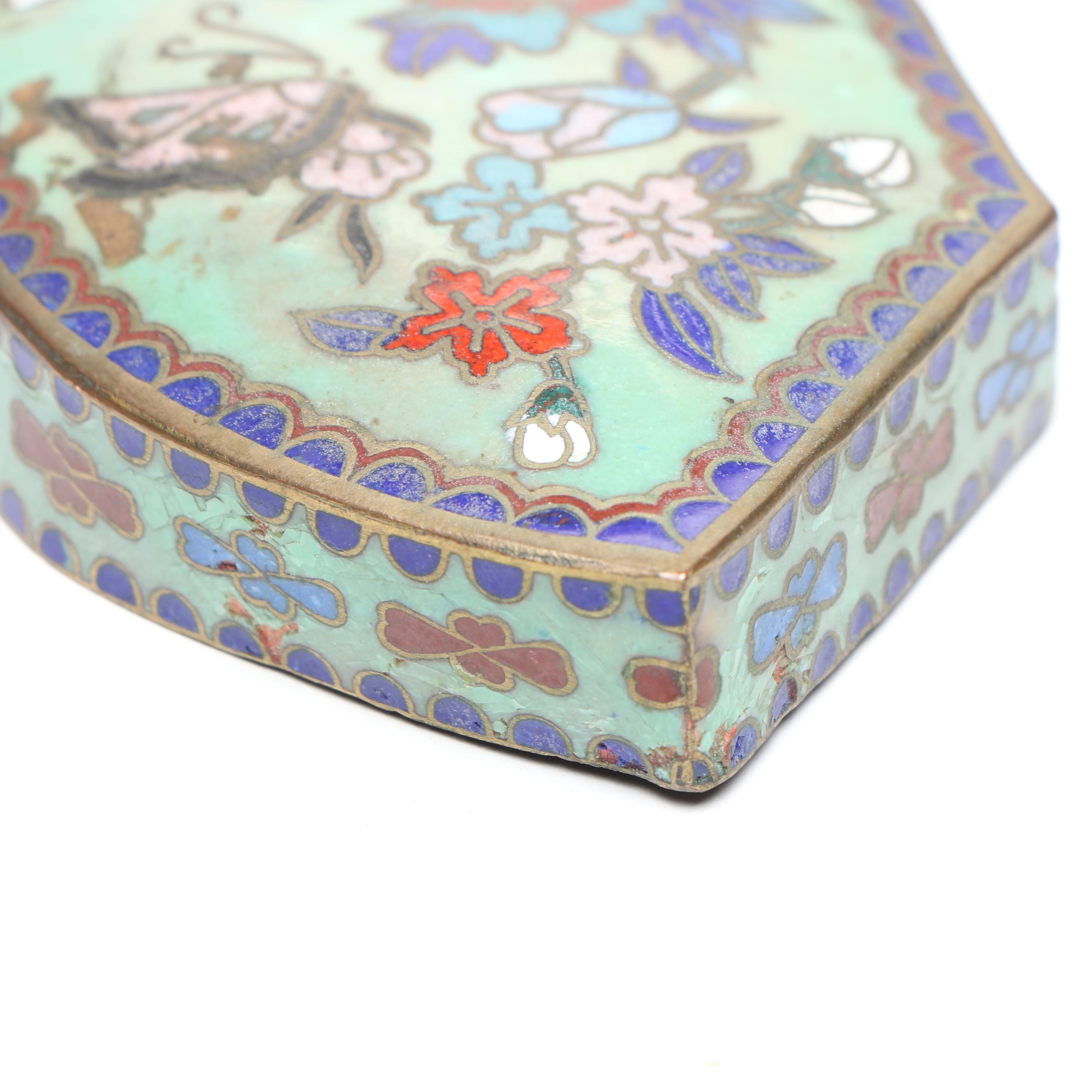 Chinese Floral Cloisonné Decorative Boxes