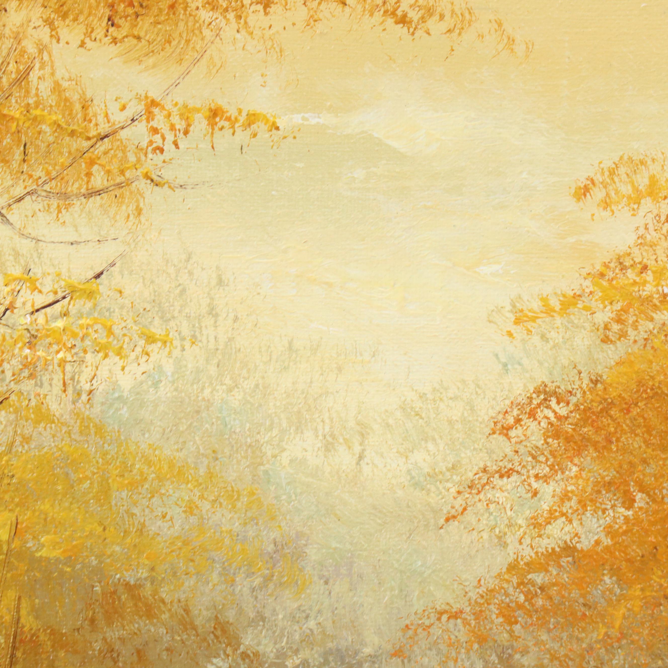 Cantrell Autumn Woodland Landscape Oil Painting, Circa 1980