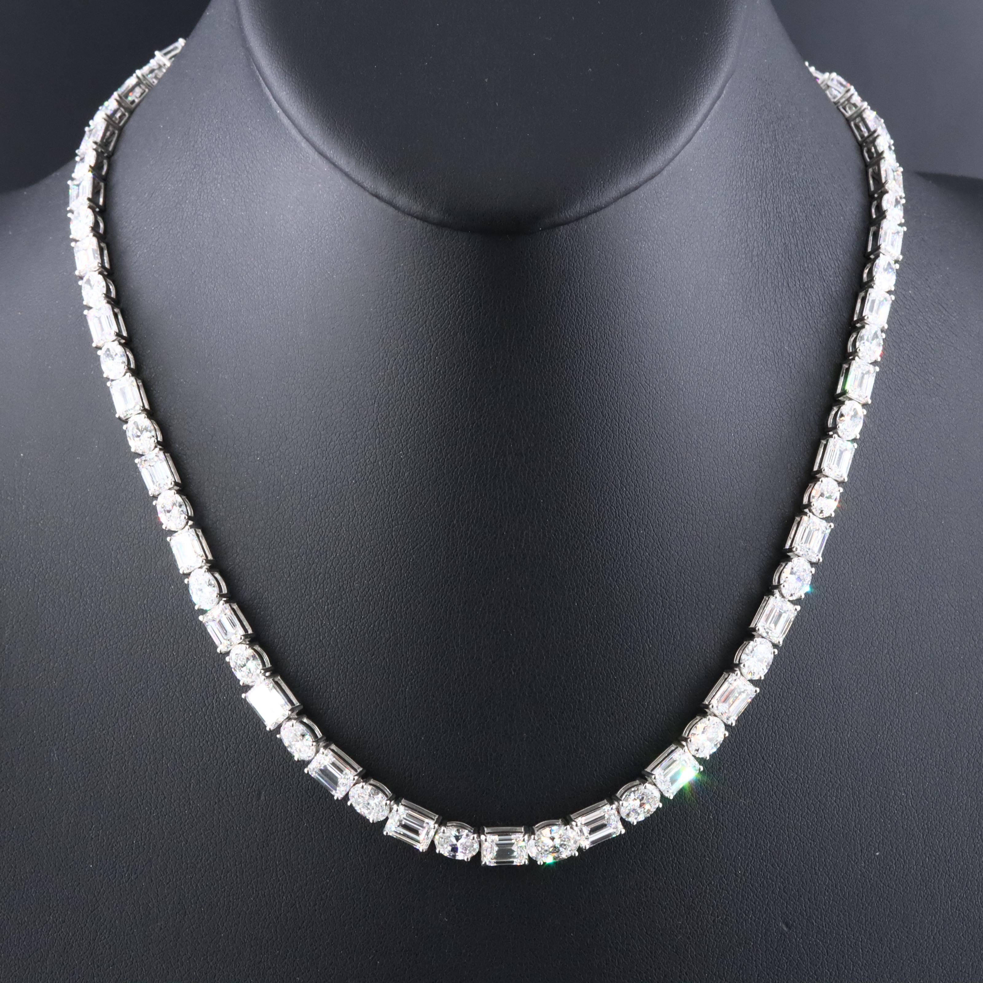 Platinum 35.90 CTW Lab Grown Diamond Riviera Necklace