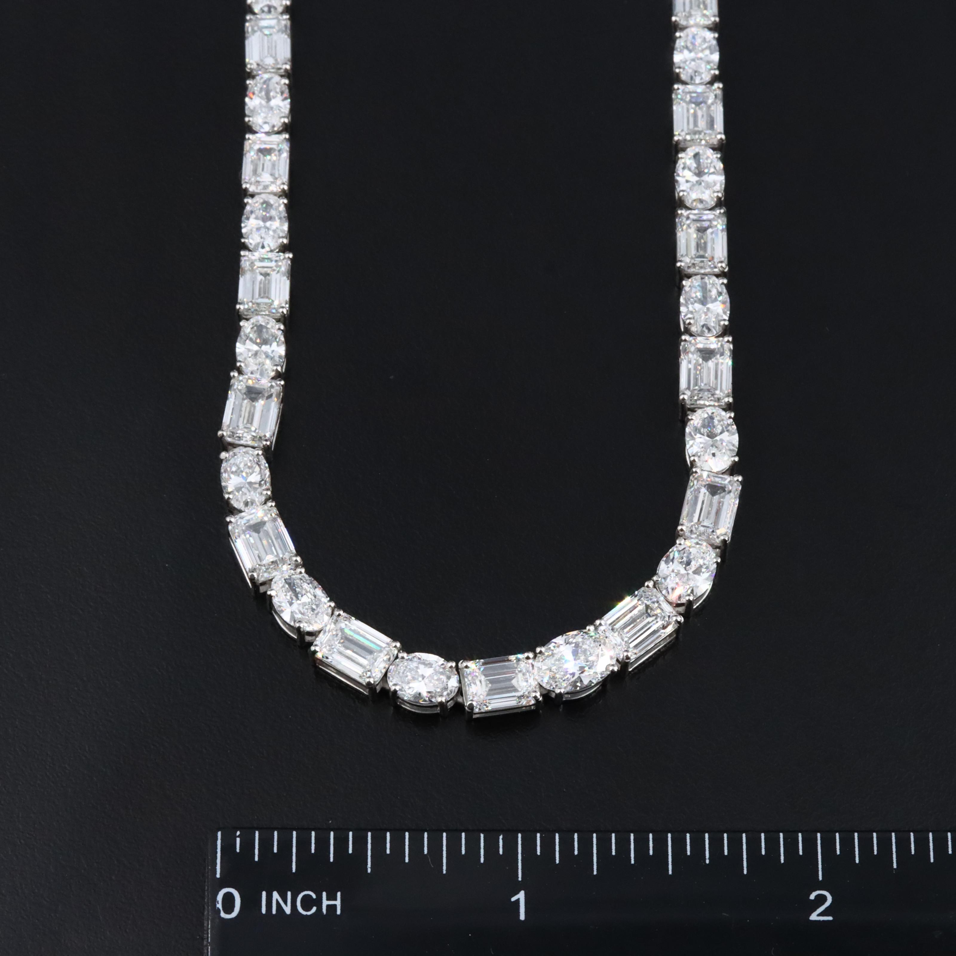 Platinum 35.90 CTW Lab Grown Diamond Riviera Necklace