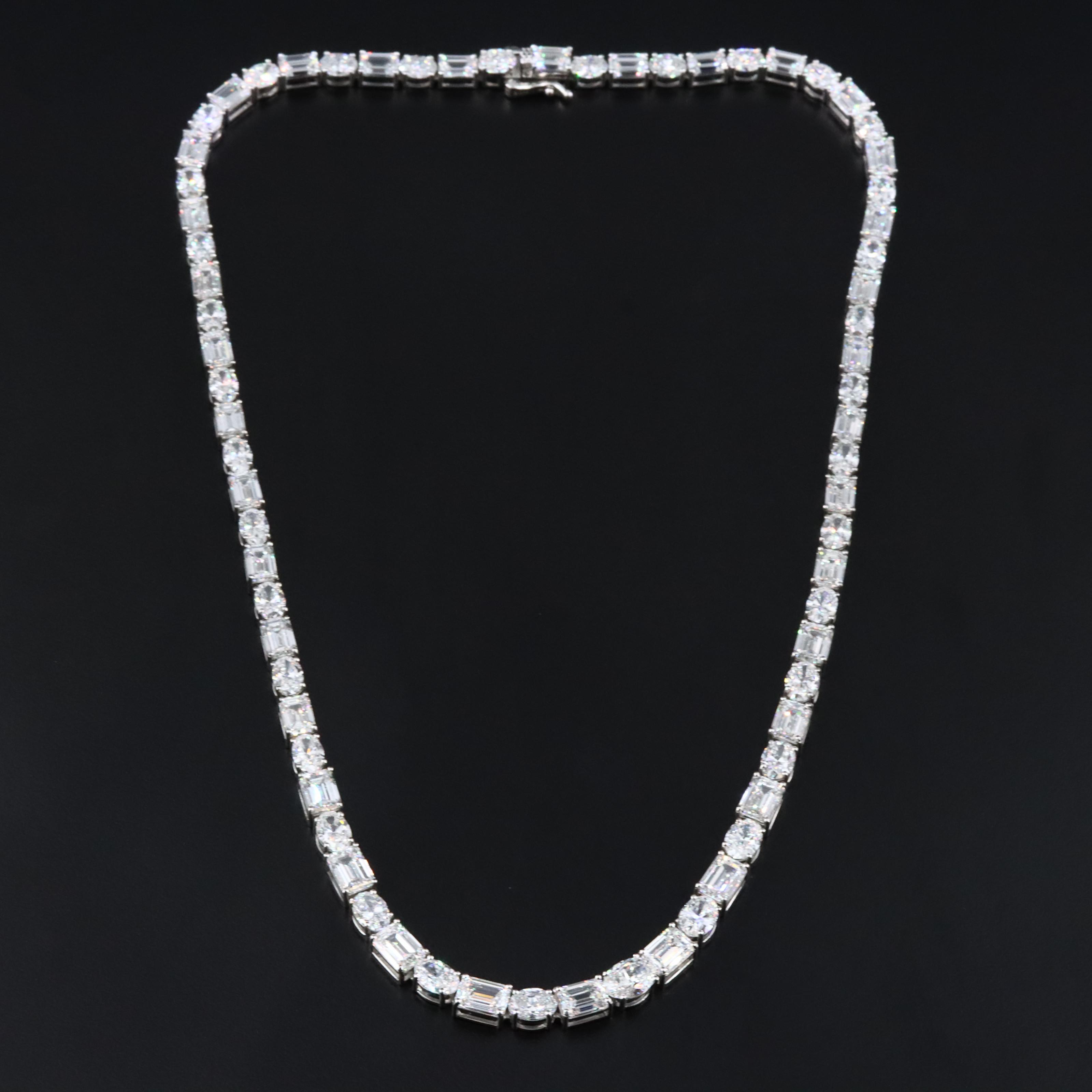 Platinum 35.90 CTW Lab Grown Diamond Riviera Necklace
