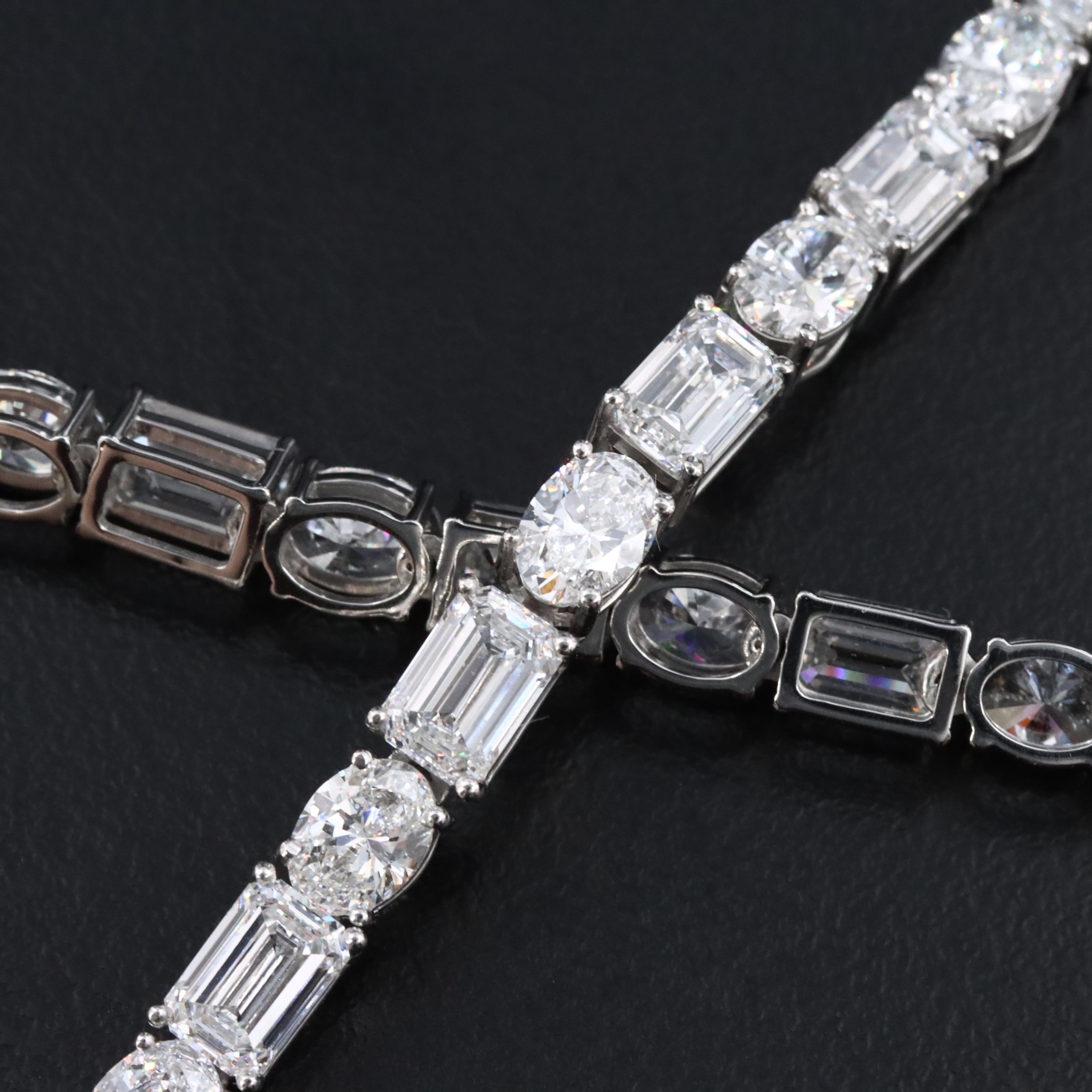 Platinum 35.90 CTW Lab Grown Diamond Riviera Necklace