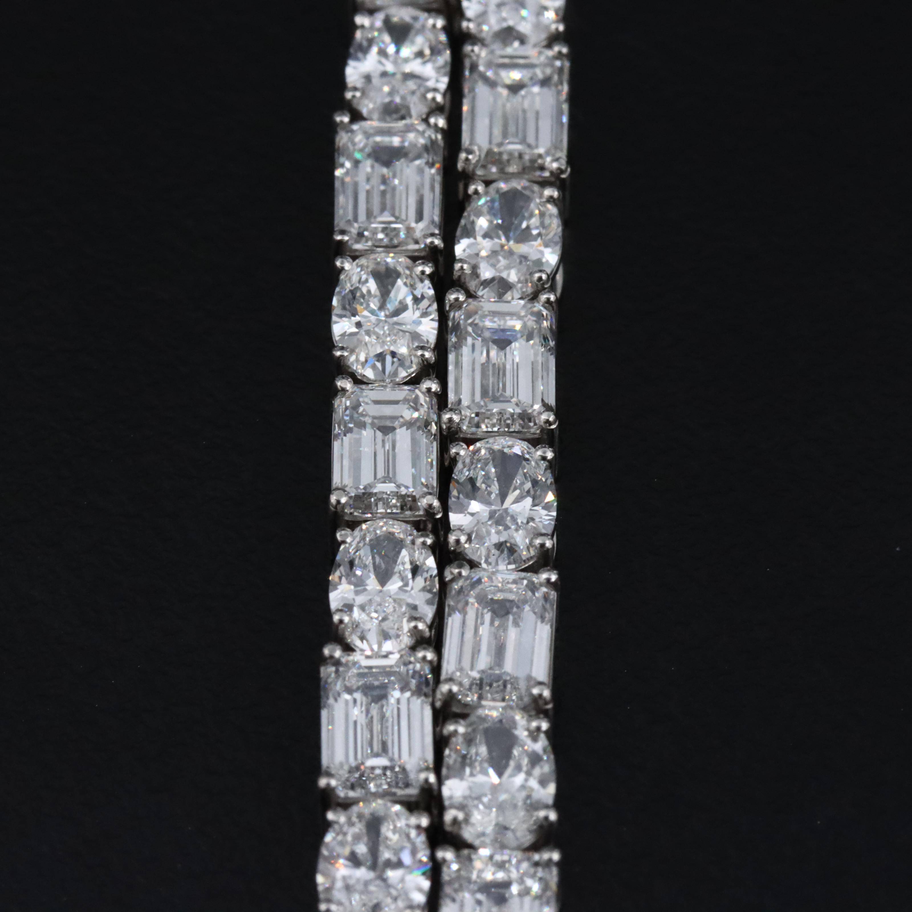 Platinum 35.90 CTW Lab Grown Diamond Riviera Necklace