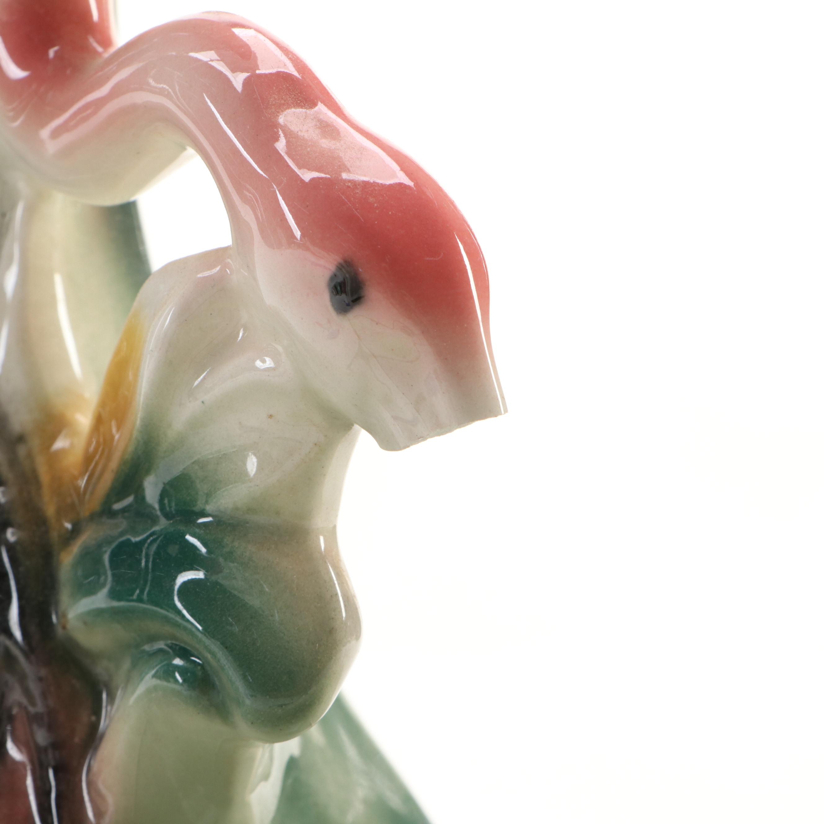 Stewart B. McCulloch Mid Century Modern Flamingo Figurine with TV Lamp and Vase