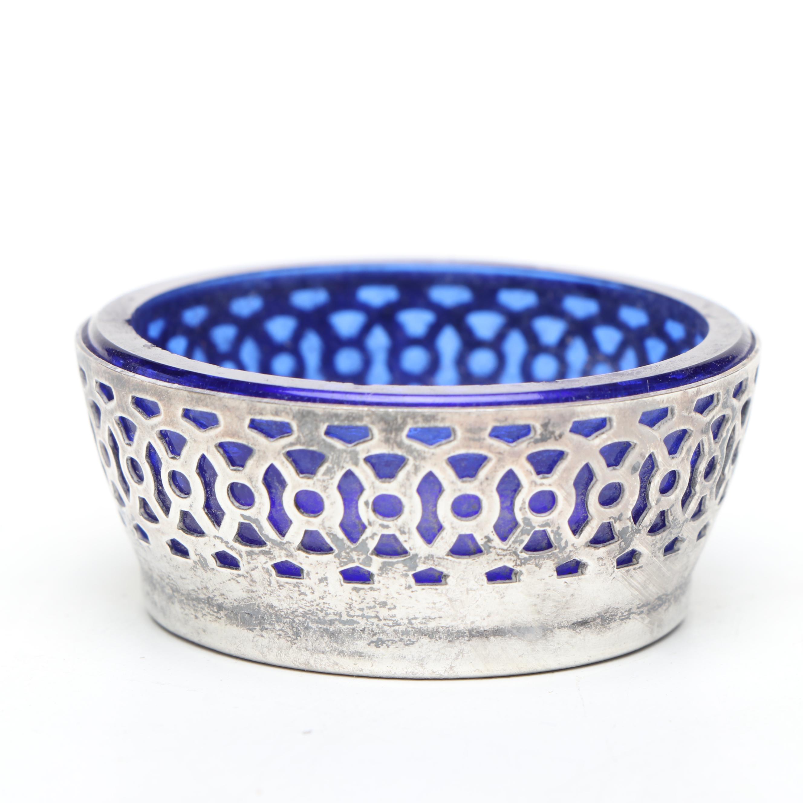 Webster Co. Glass Sterling Silver Salt Cellars and Spoons with Other Glass Ware