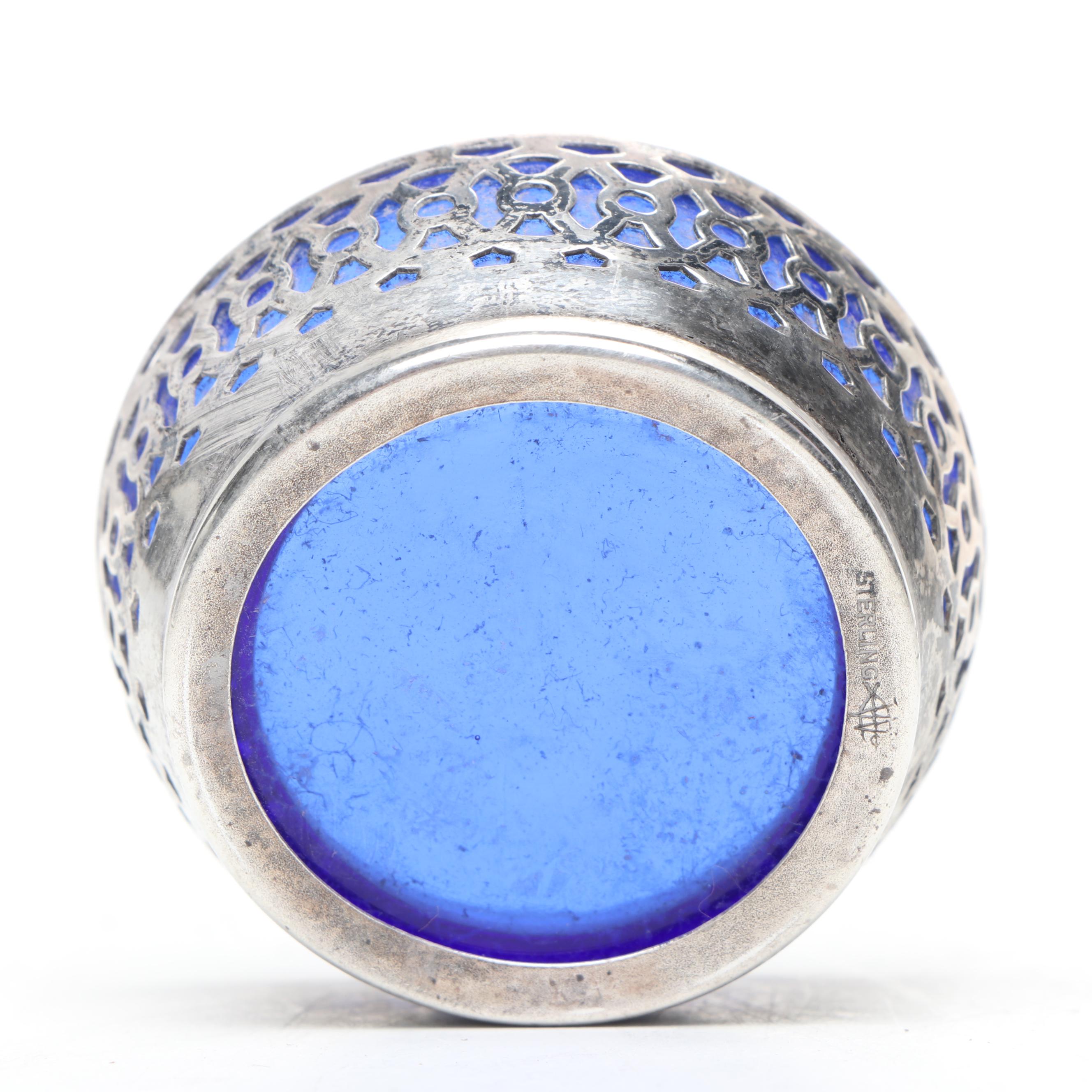 Webster Co. Glass Sterling Silver Salt Cellars and Spoons with Other Glass Ware