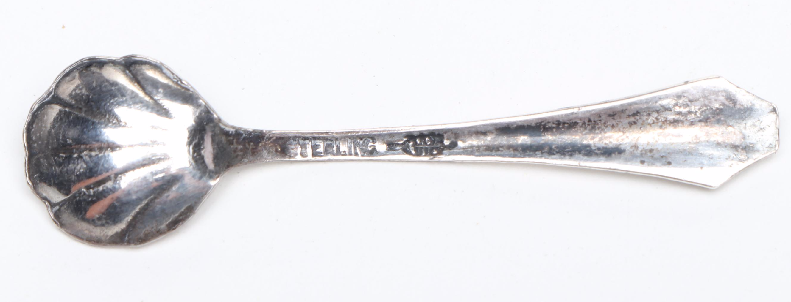 Webster Co. Glass Sterling Silver Salt Cellars and Spoons with Other Glass Ware