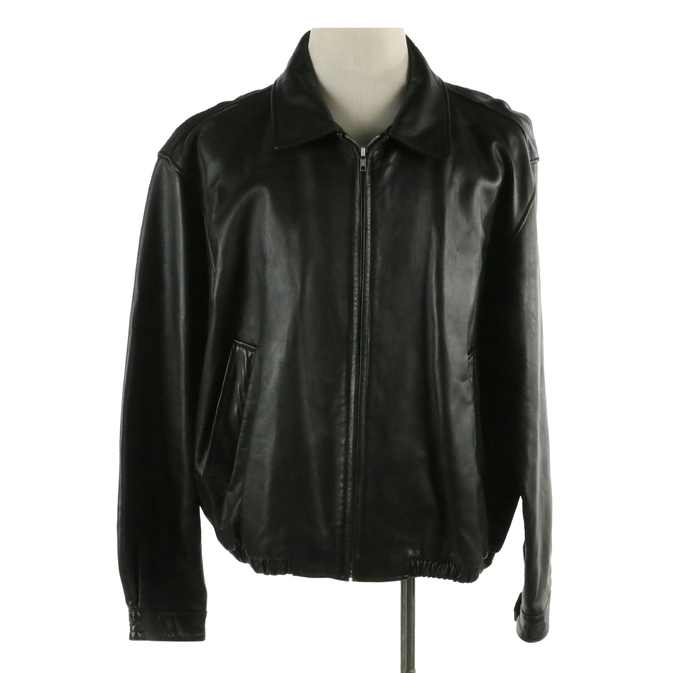 Men's Coach Black Leather Bomber Jacket