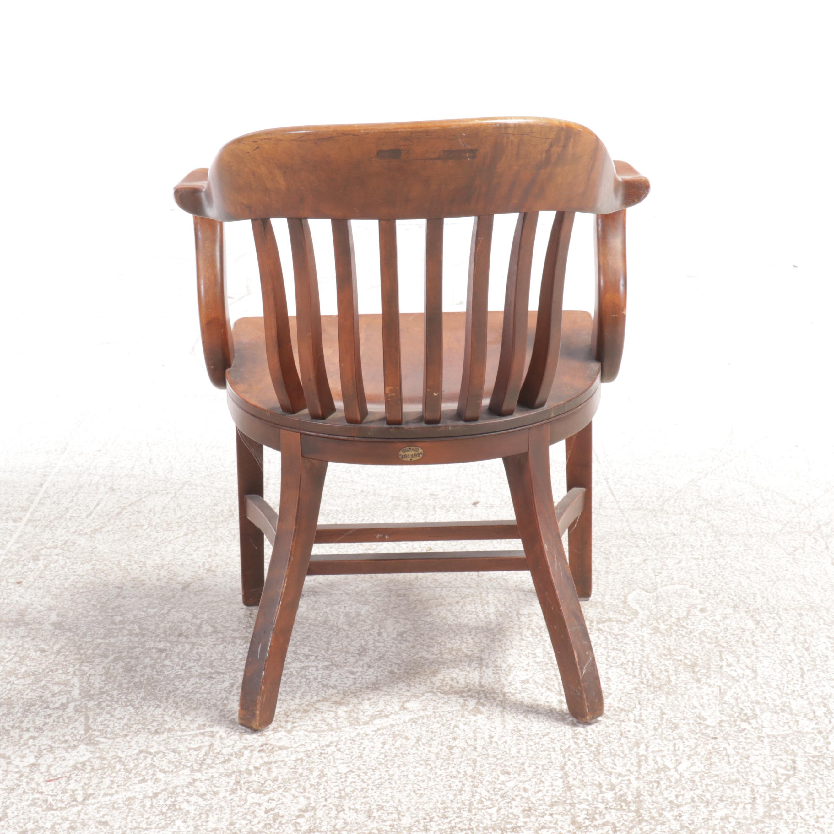 Colonial Style Maple Roll-Top Desk with Kroger Co. Wood Armchair, 20th Century