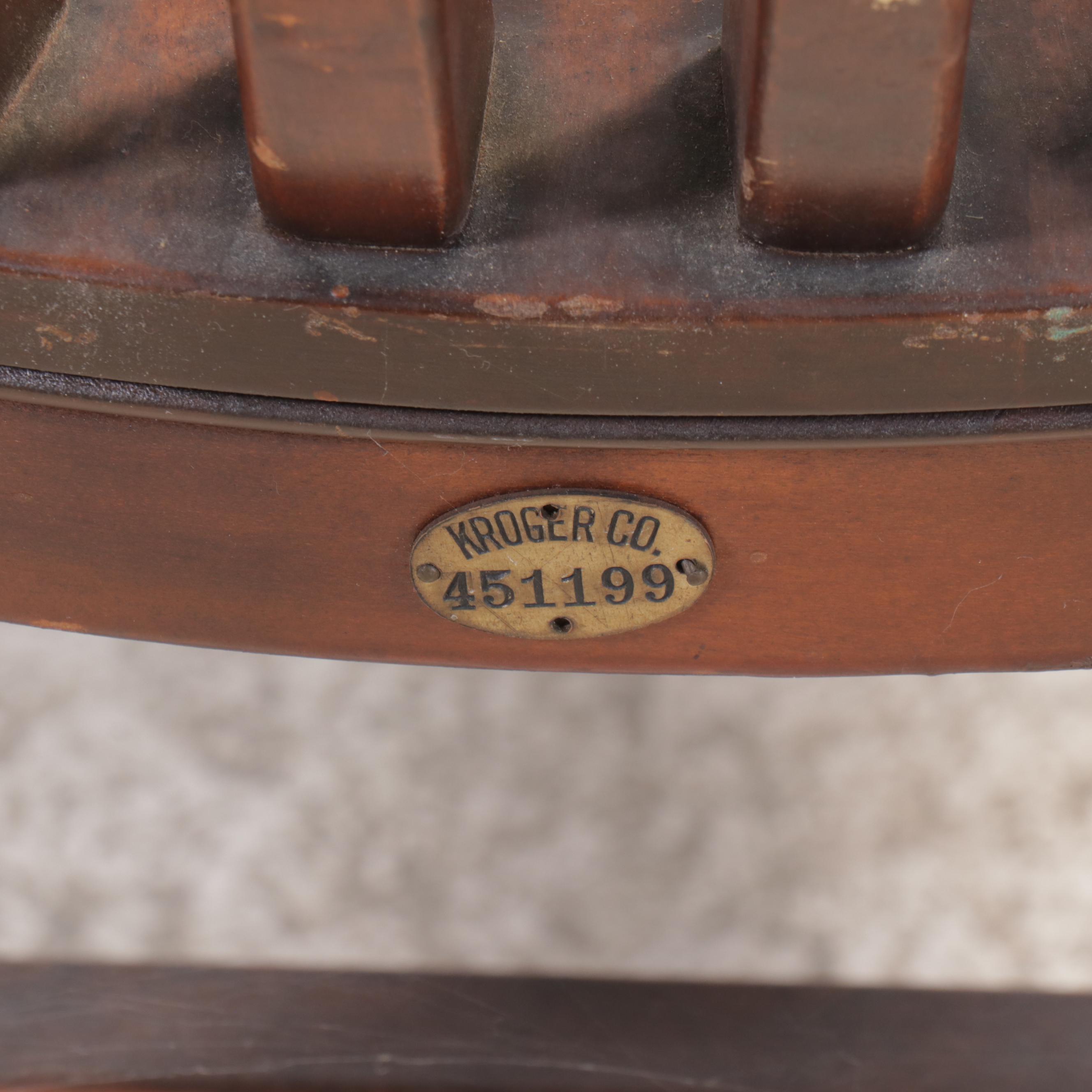 Colonial Style Maple Roll-Top Desk with Kroger Co. Wood Armchair, 20th Century