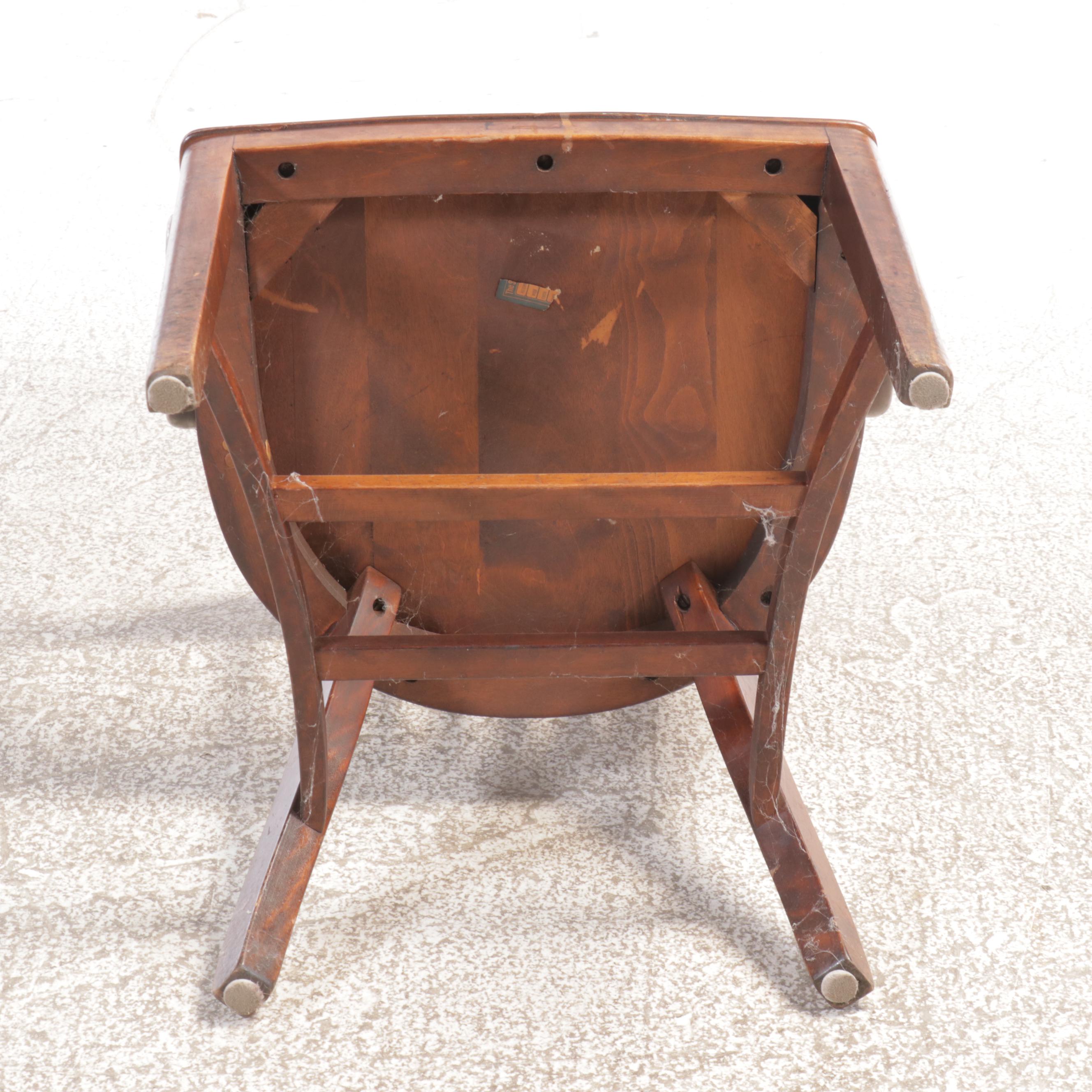 Colonial Style Maple Roll-Top Desk with Kroger Co. Wood Armchair, 20th Century