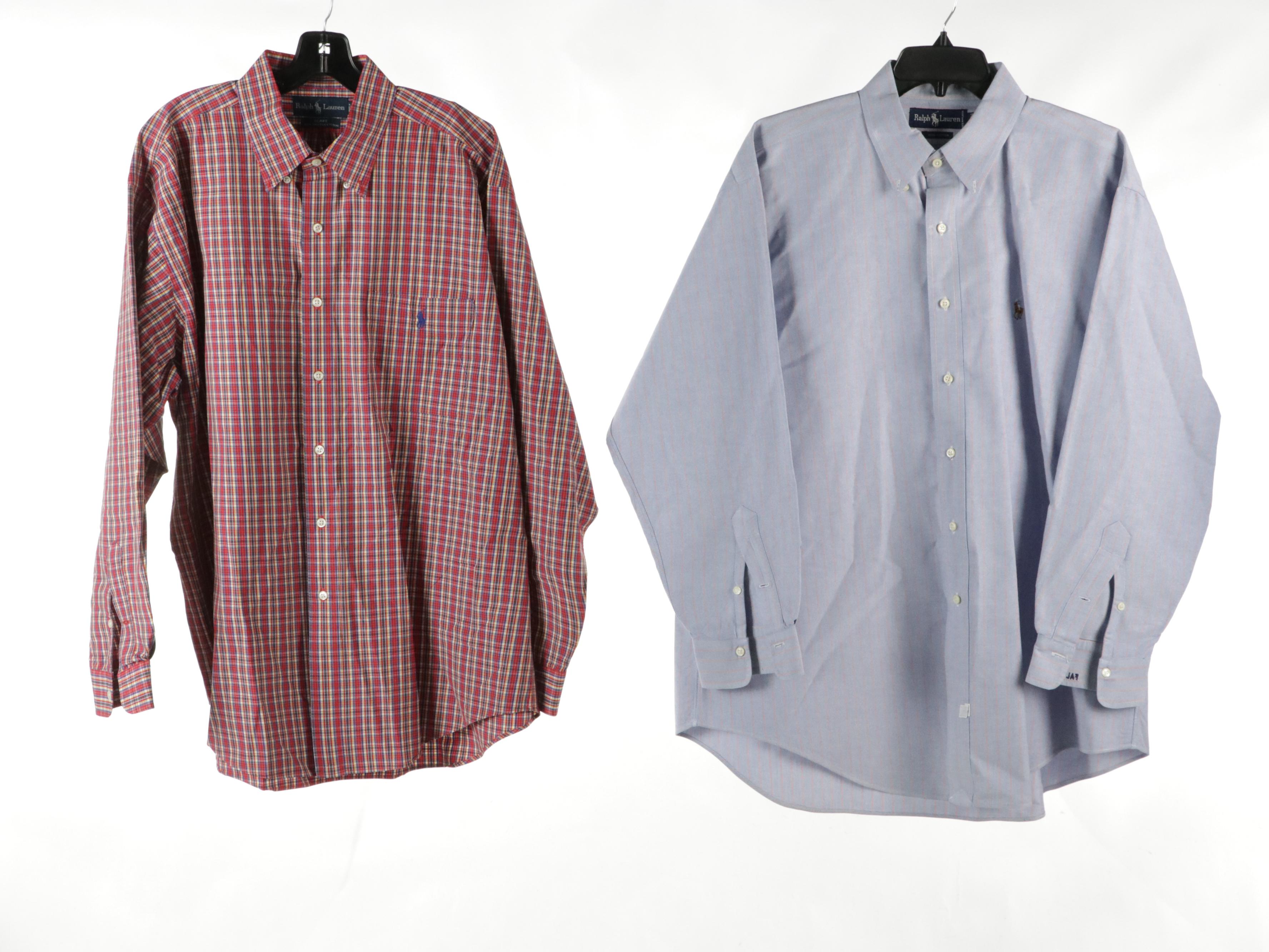 Men's Ralph Lauren Plaid, Striped and Solid Cotton Button-Down Shirts