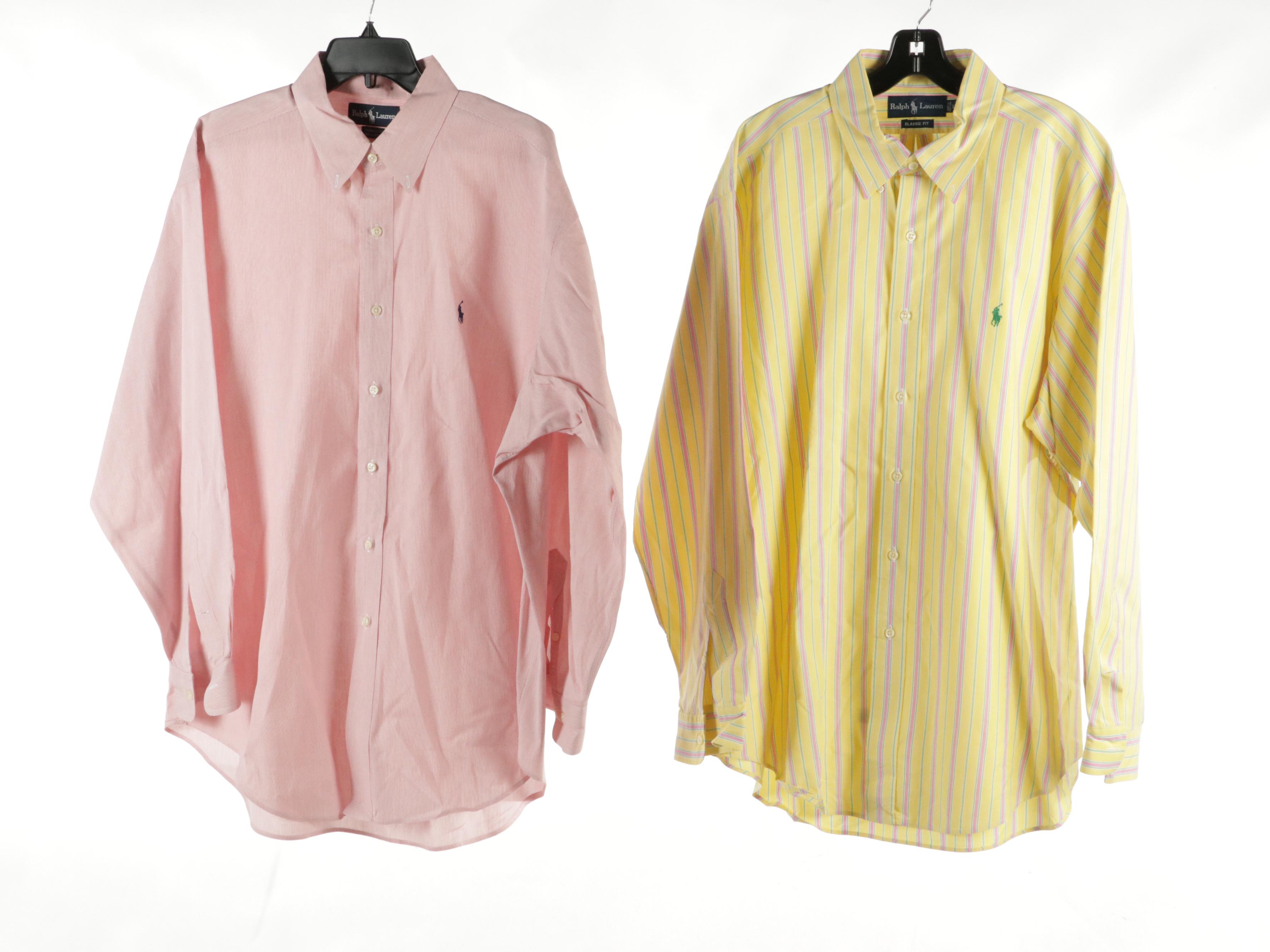 Men's Ralph Lauren Plaid, Striped and Solid Cotton Button-Down Shirts