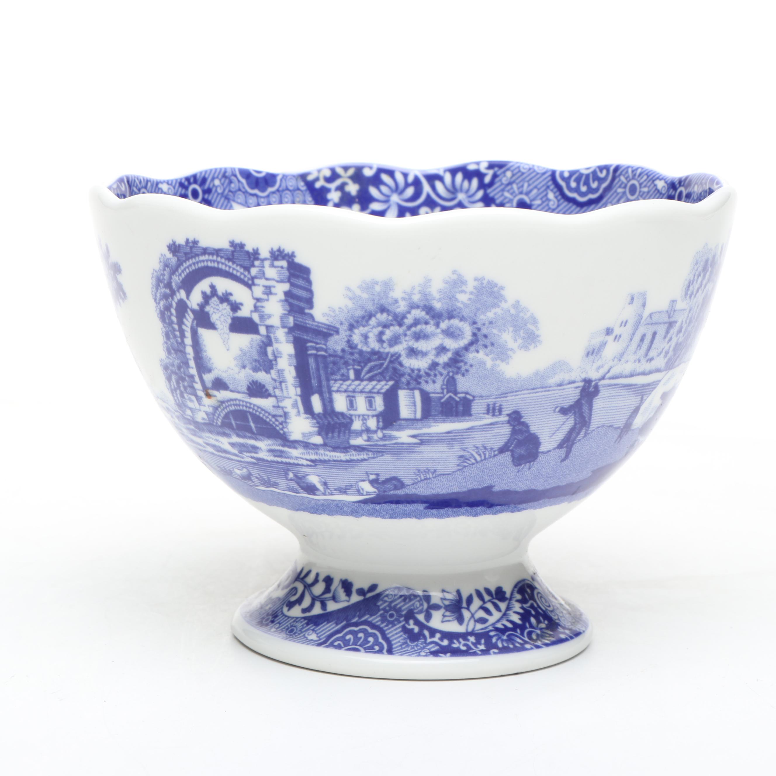 Spode "Italian" Ceramic Vase on Wood Base with Ceramic Pitcher and Footed Bowl