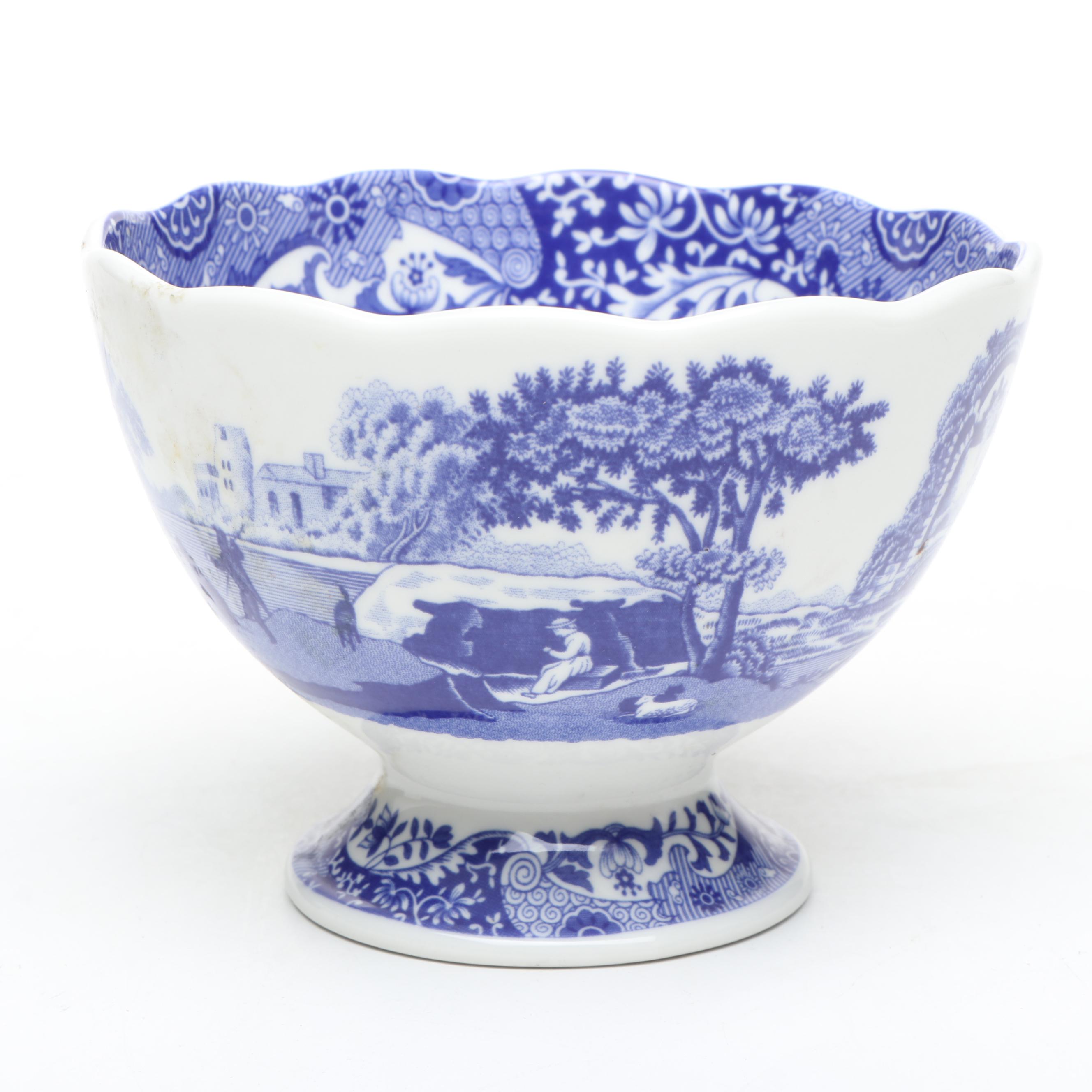 Spode "Italian" Ceramic Vase on Wood Base with Ceramic Pitcher and Footed Bowl