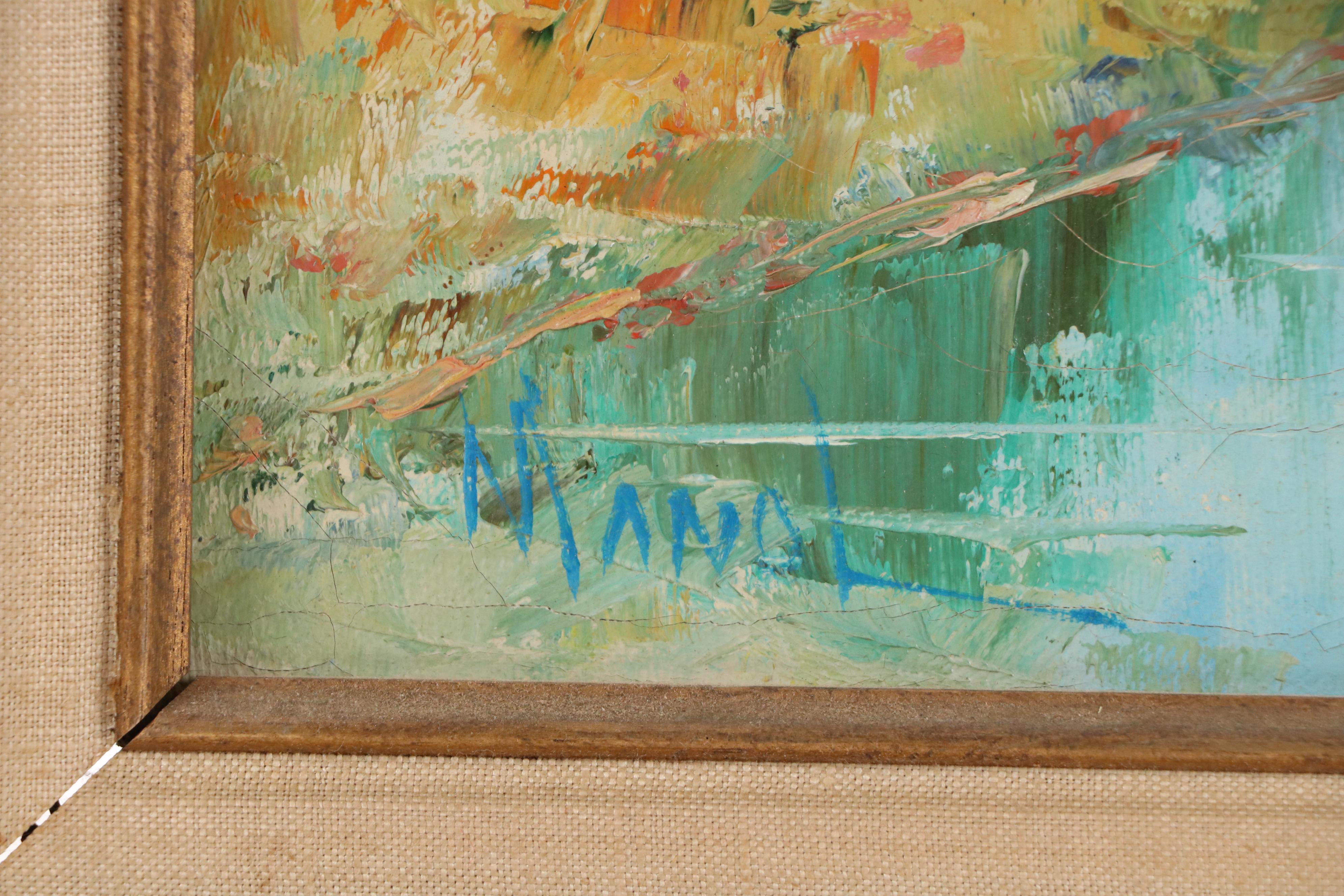 John Adamos Manol Impressionist Style Landscape Oil Painting, 20th Century