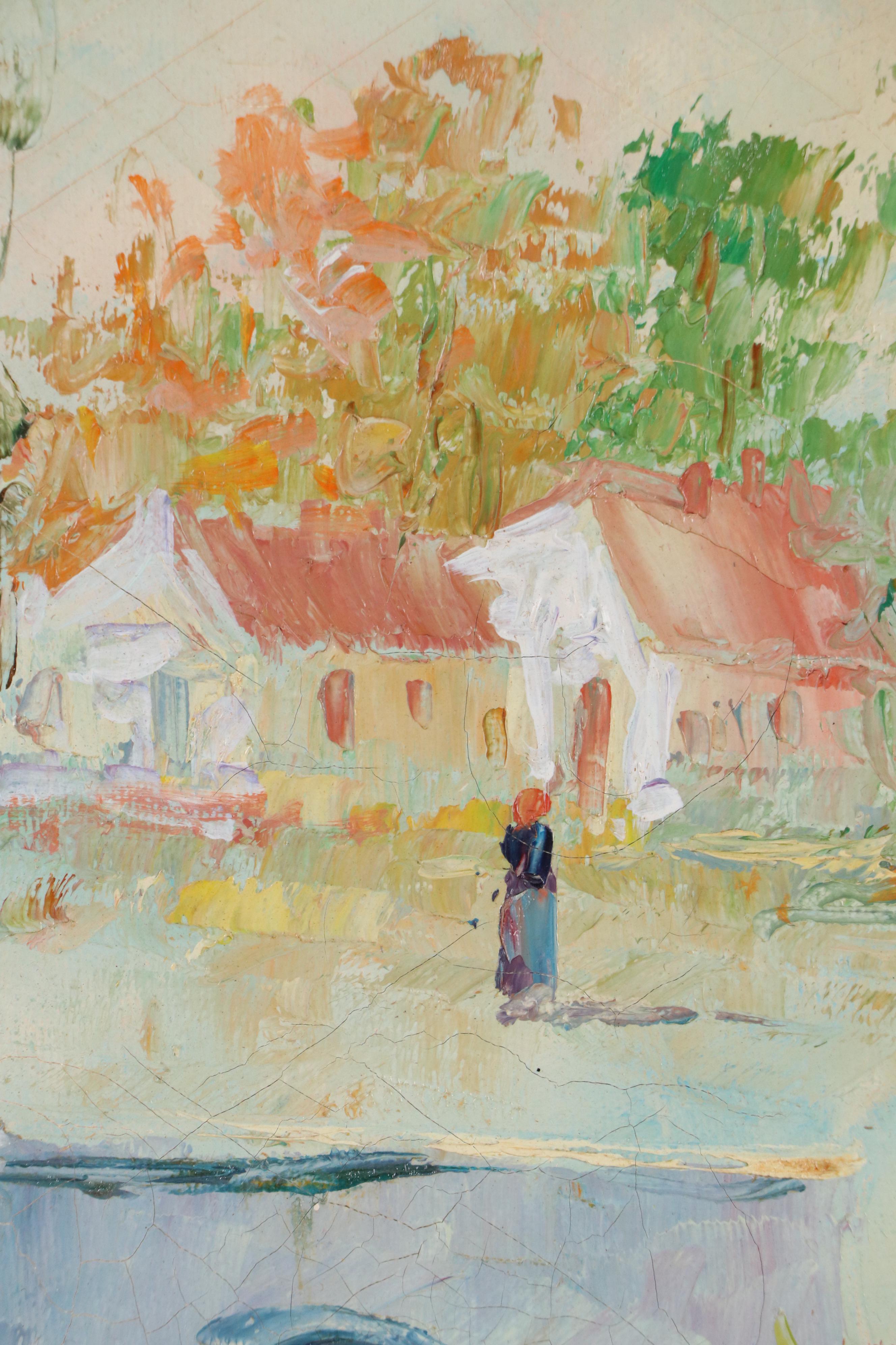 John Adamos Manol Impressionist Style Landscape Oil Painting, 20th Century