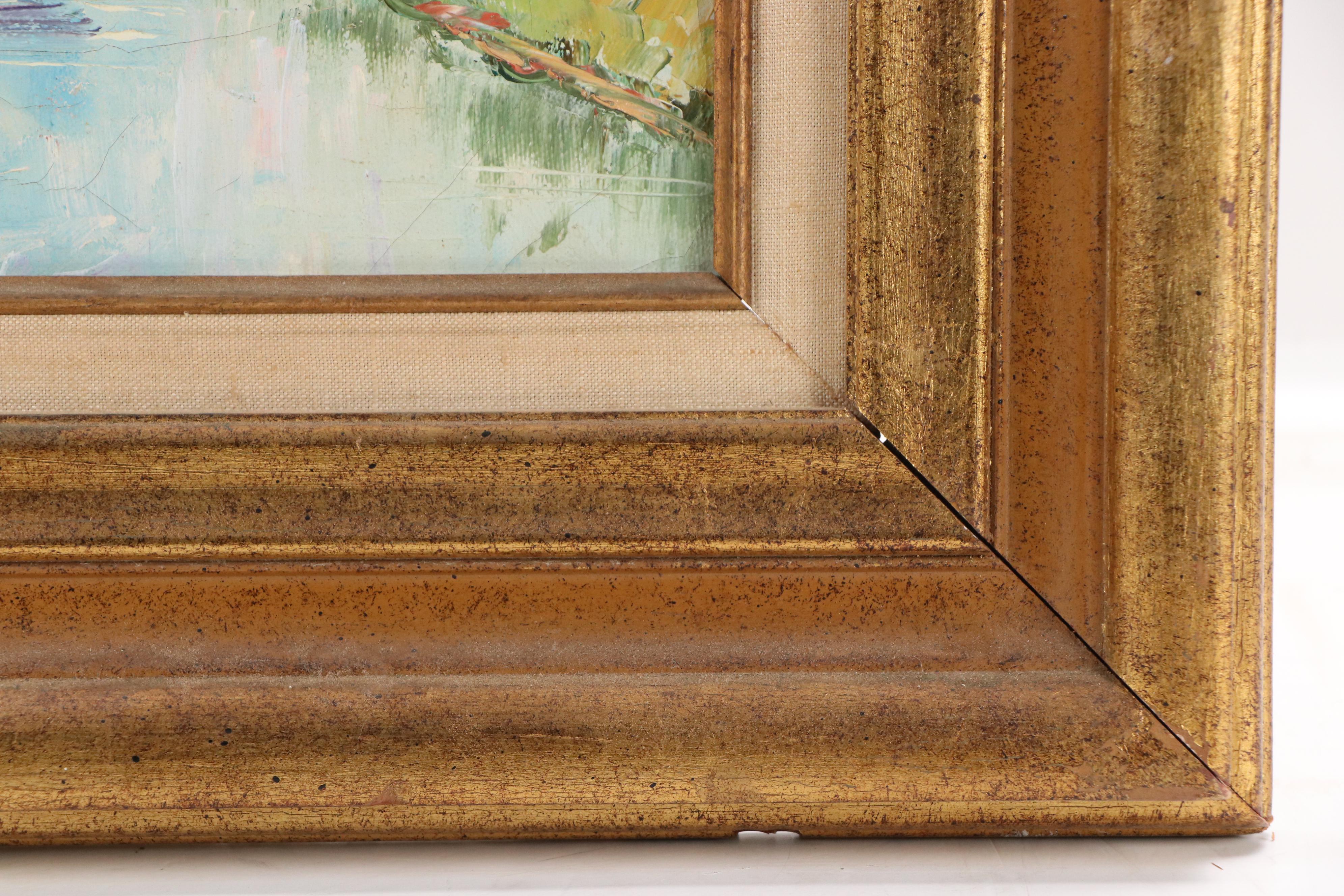 John Adamos Manol Impressionist Style Landscape Oil Painting, 20th Century