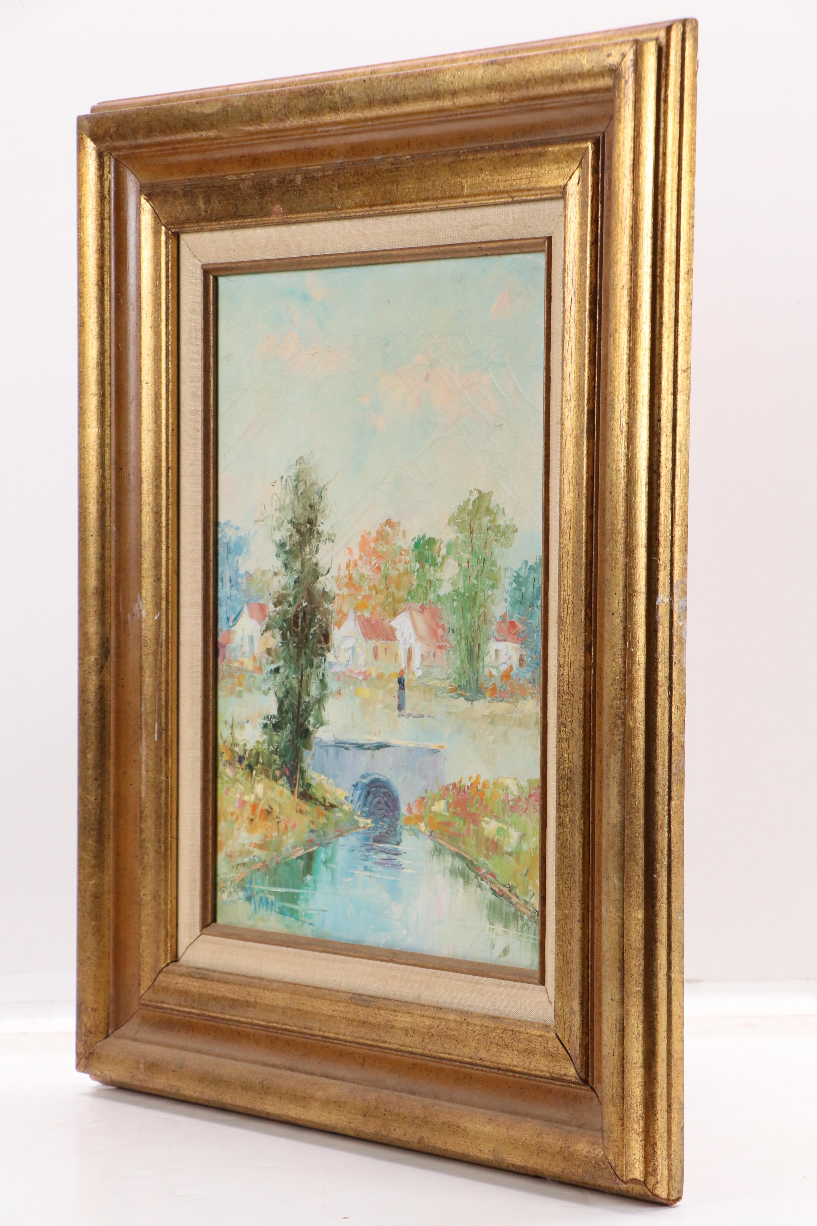 John Adamos Manol Impressionist Style Landscape Oil Painting, 20th Century
