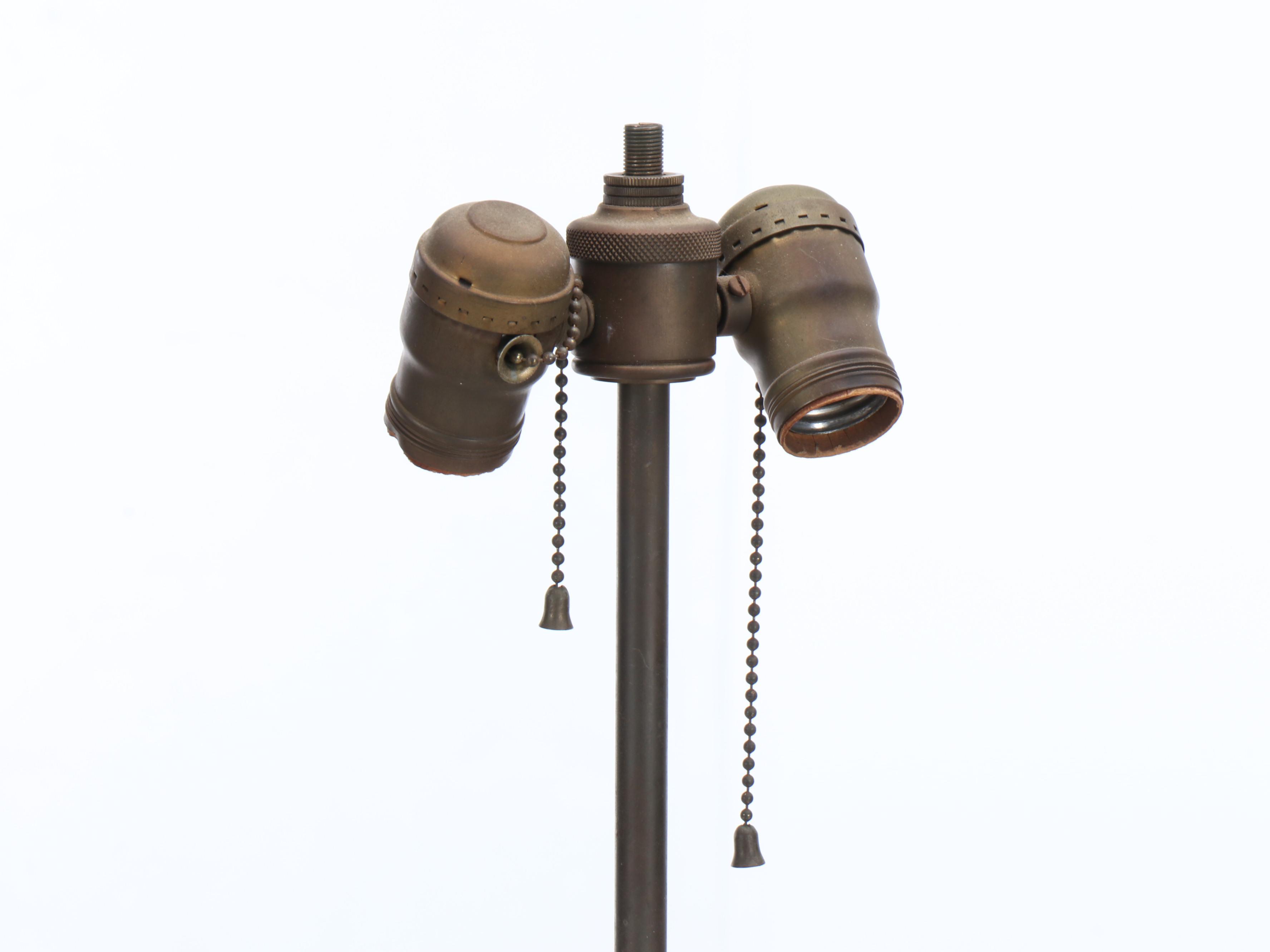 Giltmetal and Glass Font Putto Table Lamp with Drum Shade