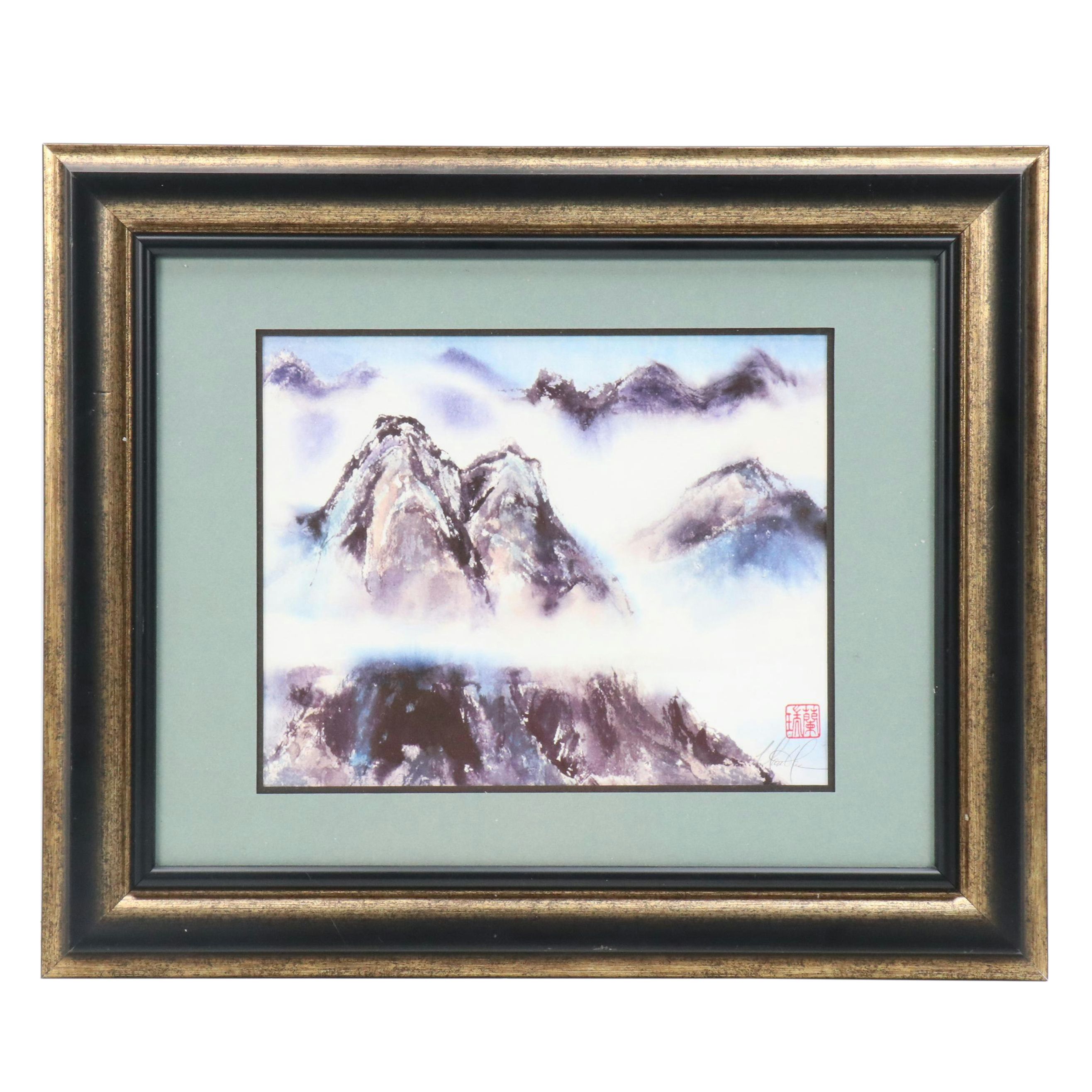 Nan Rae Giclée of Foggy Chinese Mountain Landscape