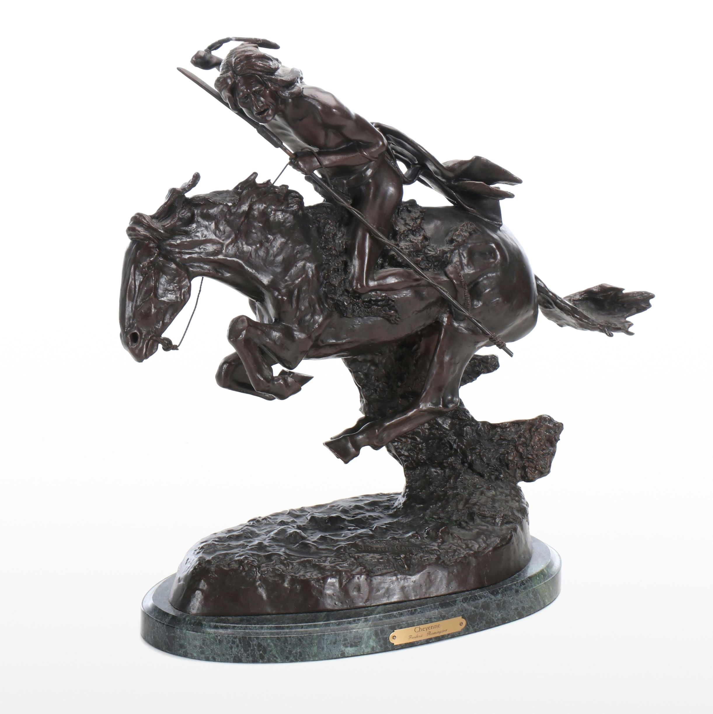 Patinated Bronze Sculpture "Cheyenne" After Frederick Remington