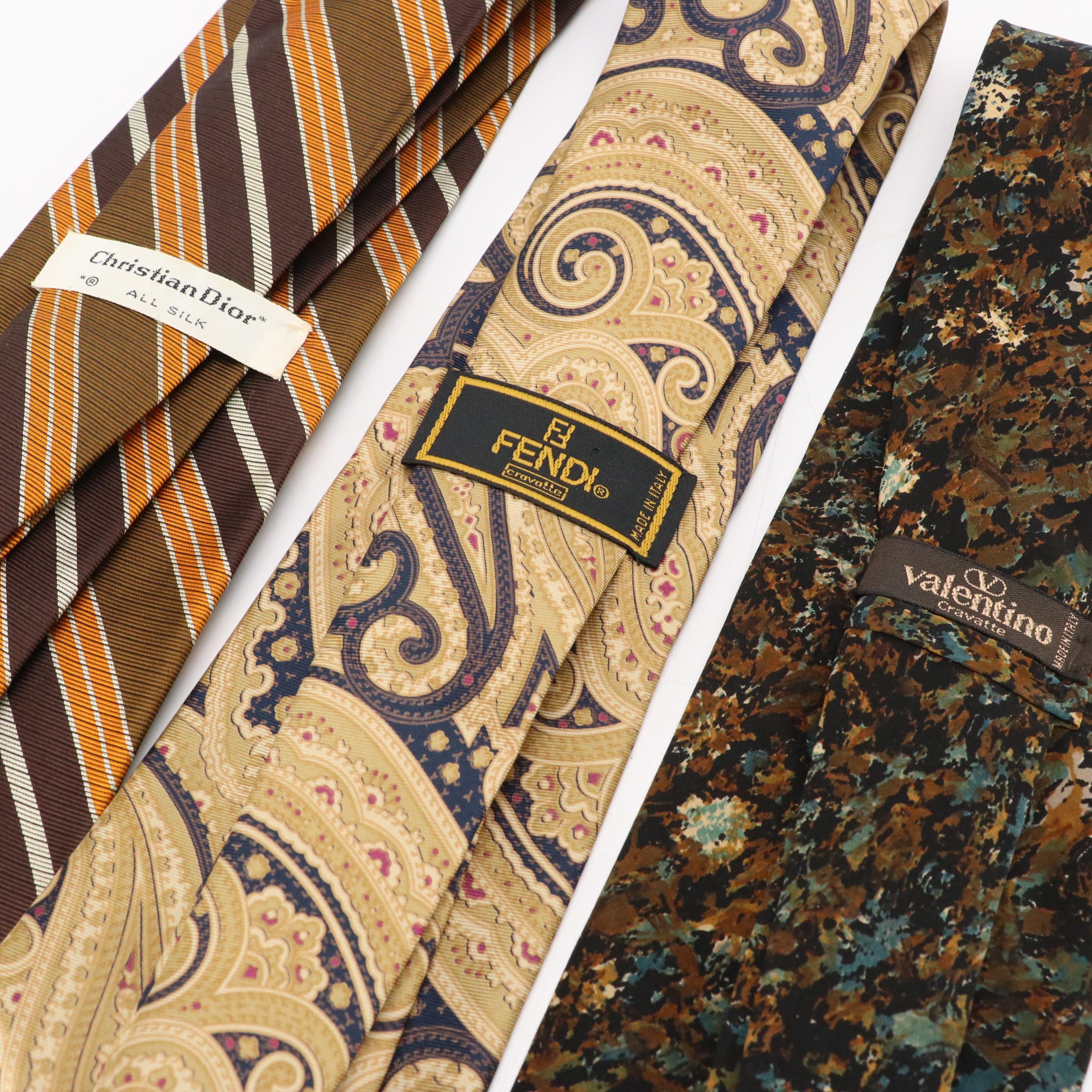 Christian Dior, Gucci, Fendi, Givenchy, and More Vintage Patterned Silk Neckties