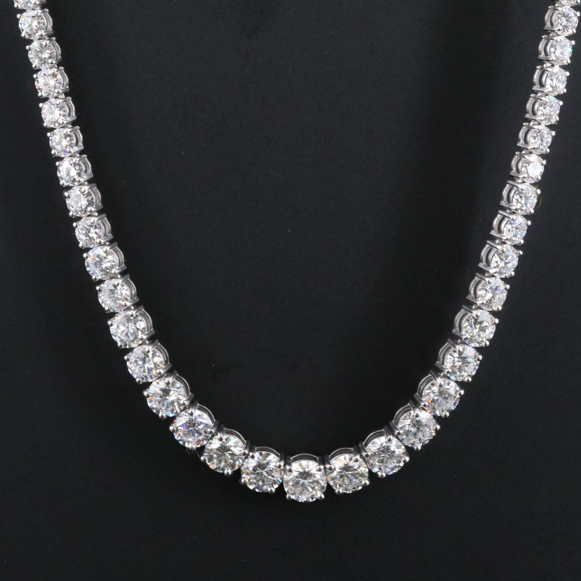 Platinum 24.93 CTW Lab Grown Diamond Riviera Necklace