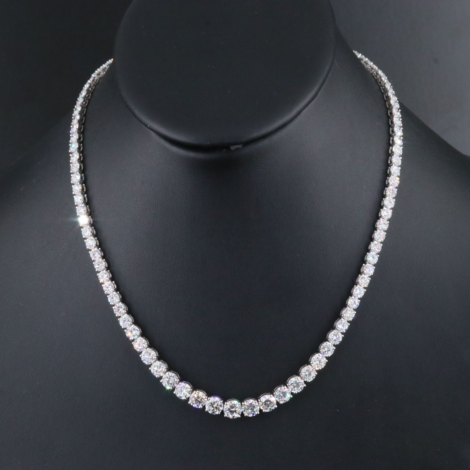 Platinum 24.93 CTW Lab Grown Diamond Riviera Necklace