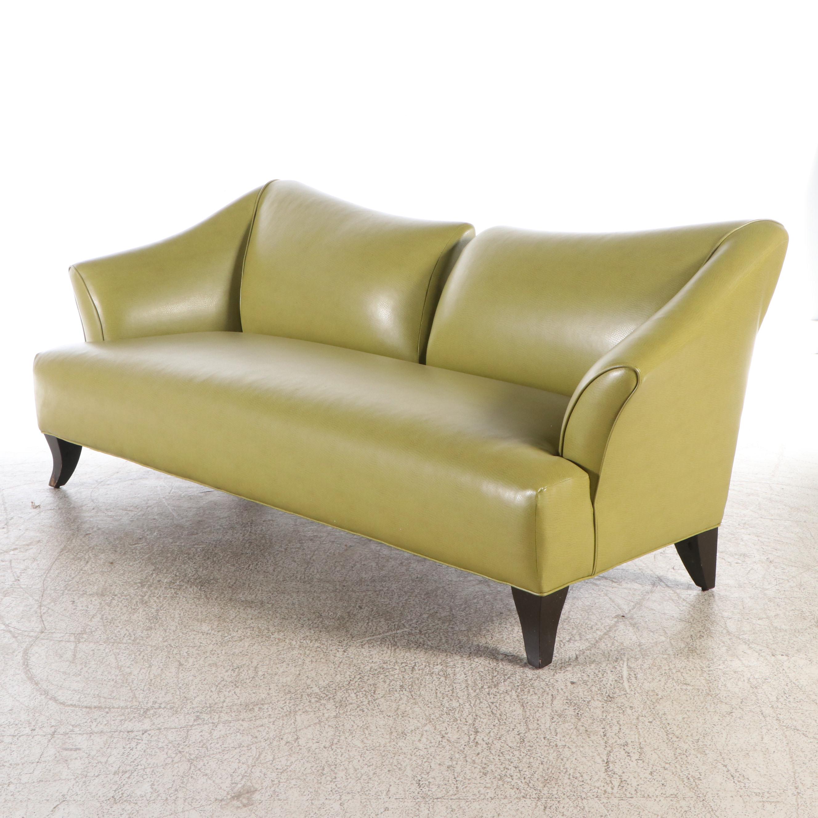 Lazar Industries Modern Green Faux Leather Sofa