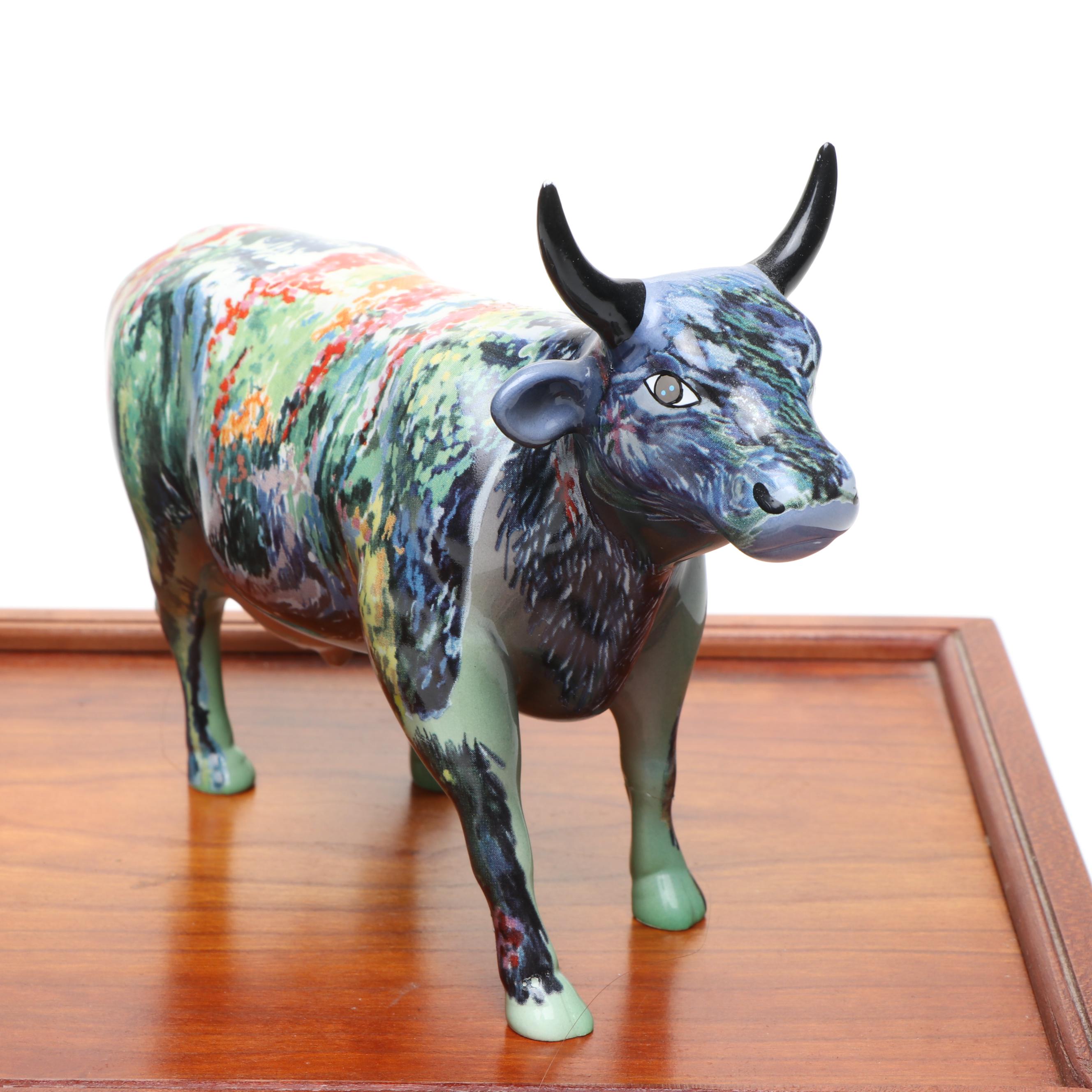 Westland "Moonet" Cow Parade Figurine with Decorated Boxes and Other Décor