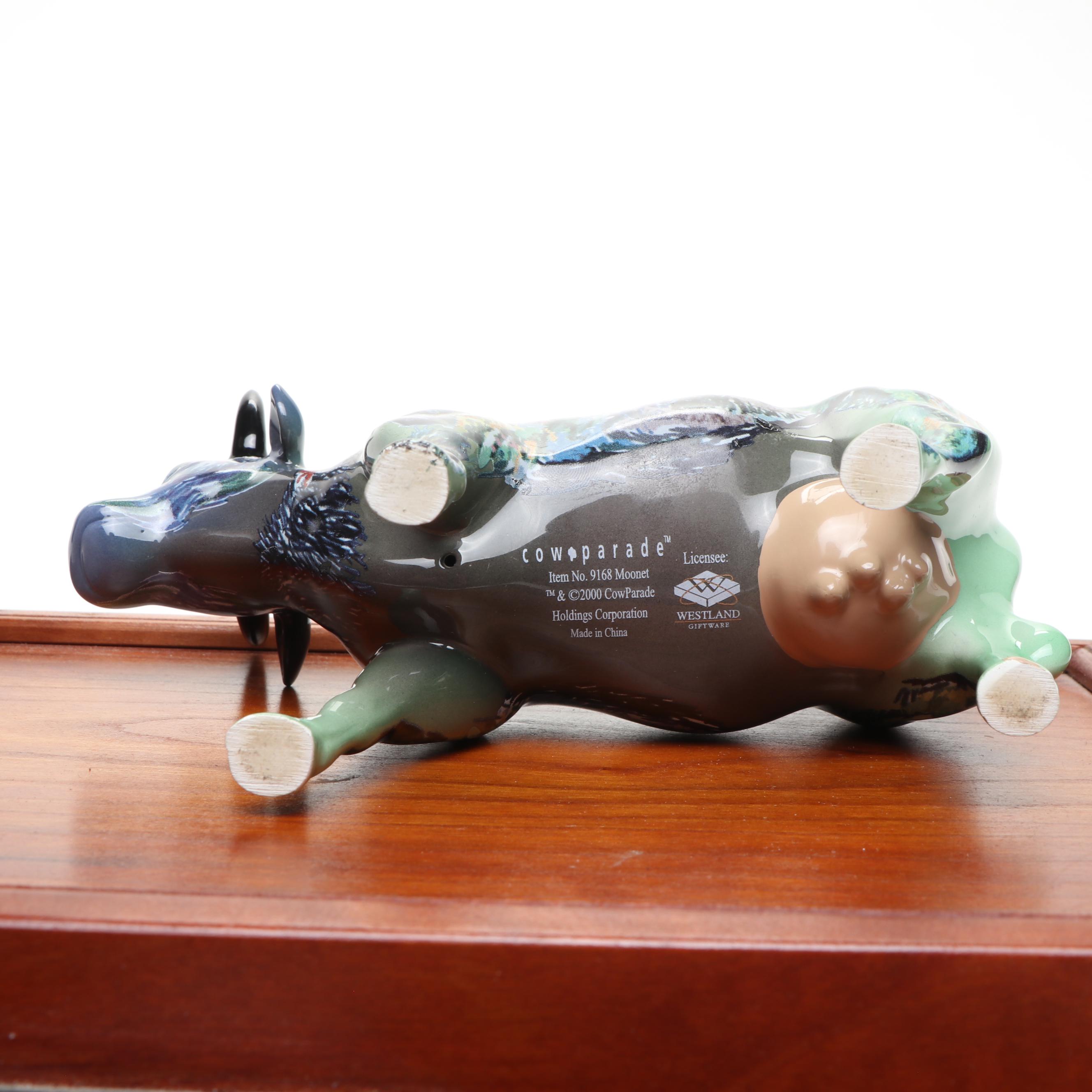 Westland "Moonet" Cow Parade Figurine with Decorated Boxes and Other Décor