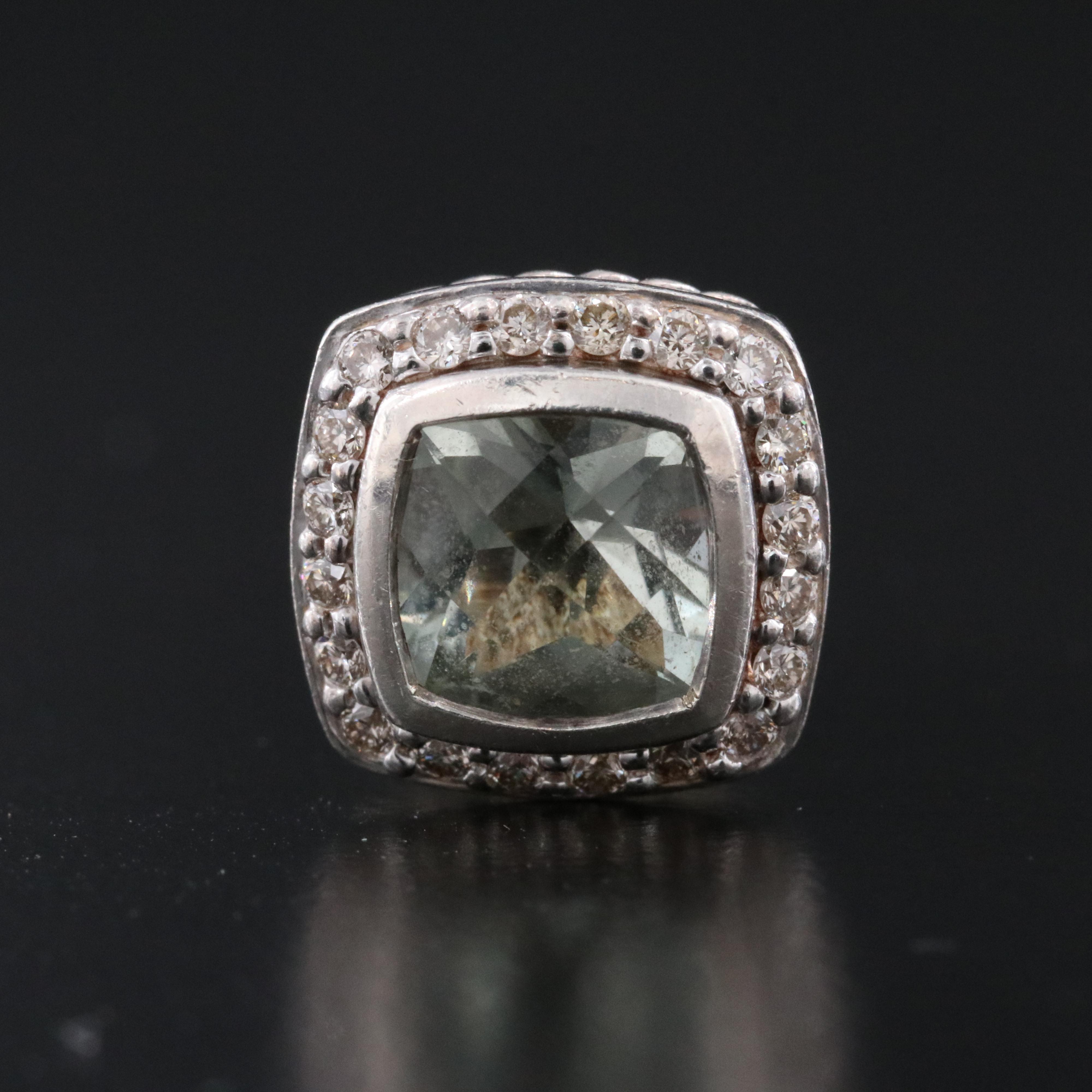 David Yurman Albion Sterling Prasiolite and 0.40 CTW Diamond Earrings