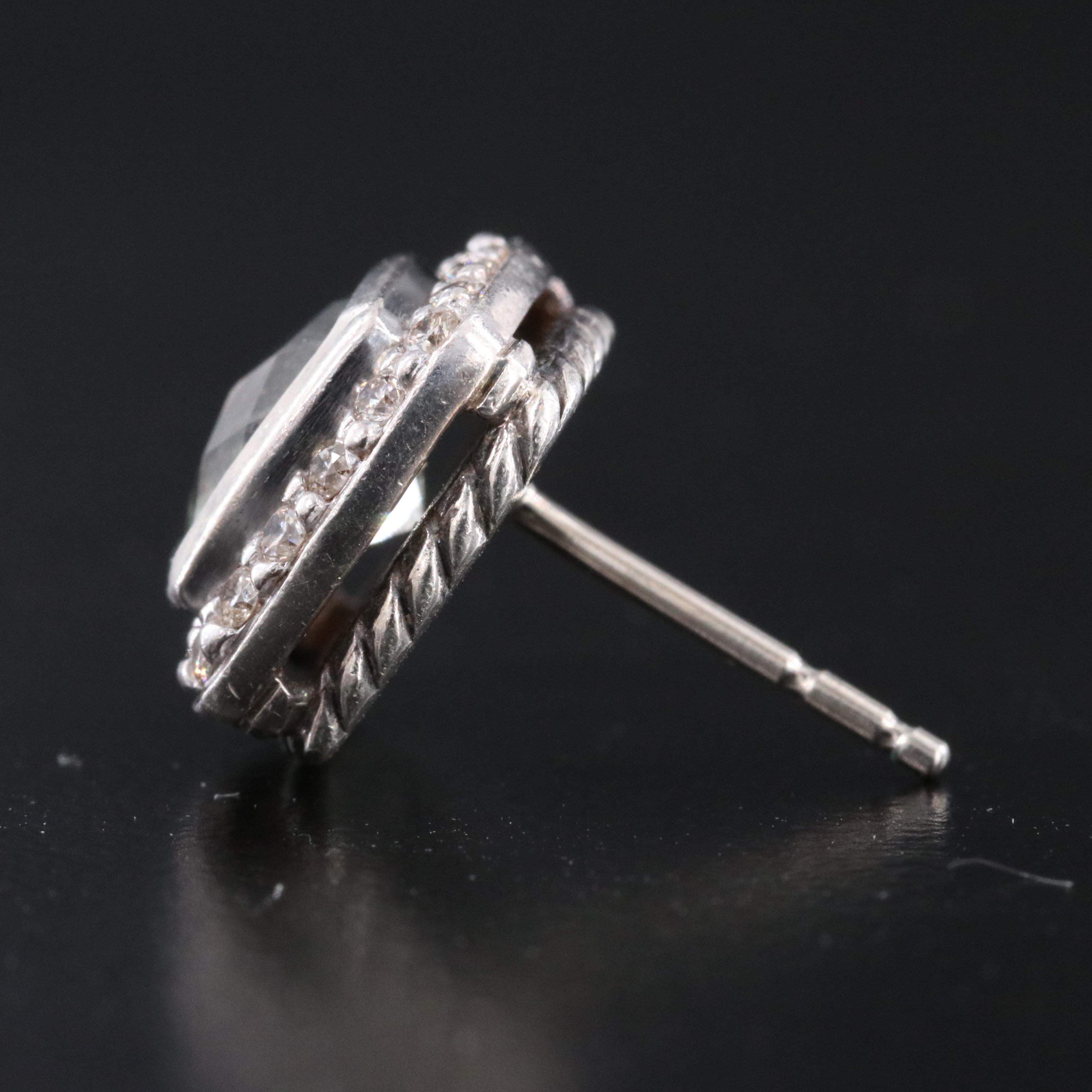 David Yurman Albion Sterling Prasiolite and 0.40 CTW Diamond Earrings