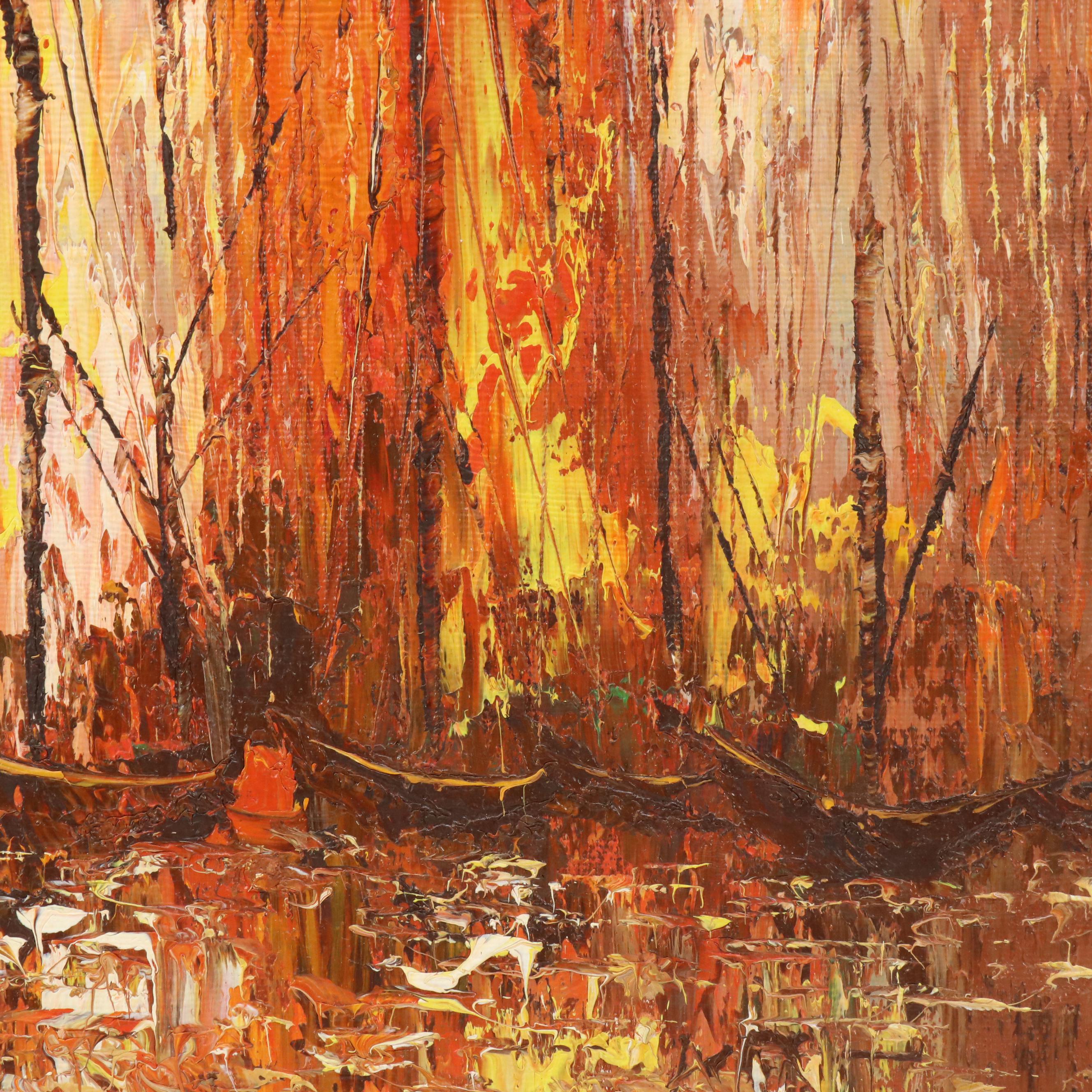 Modernist Nautical Oil Painting